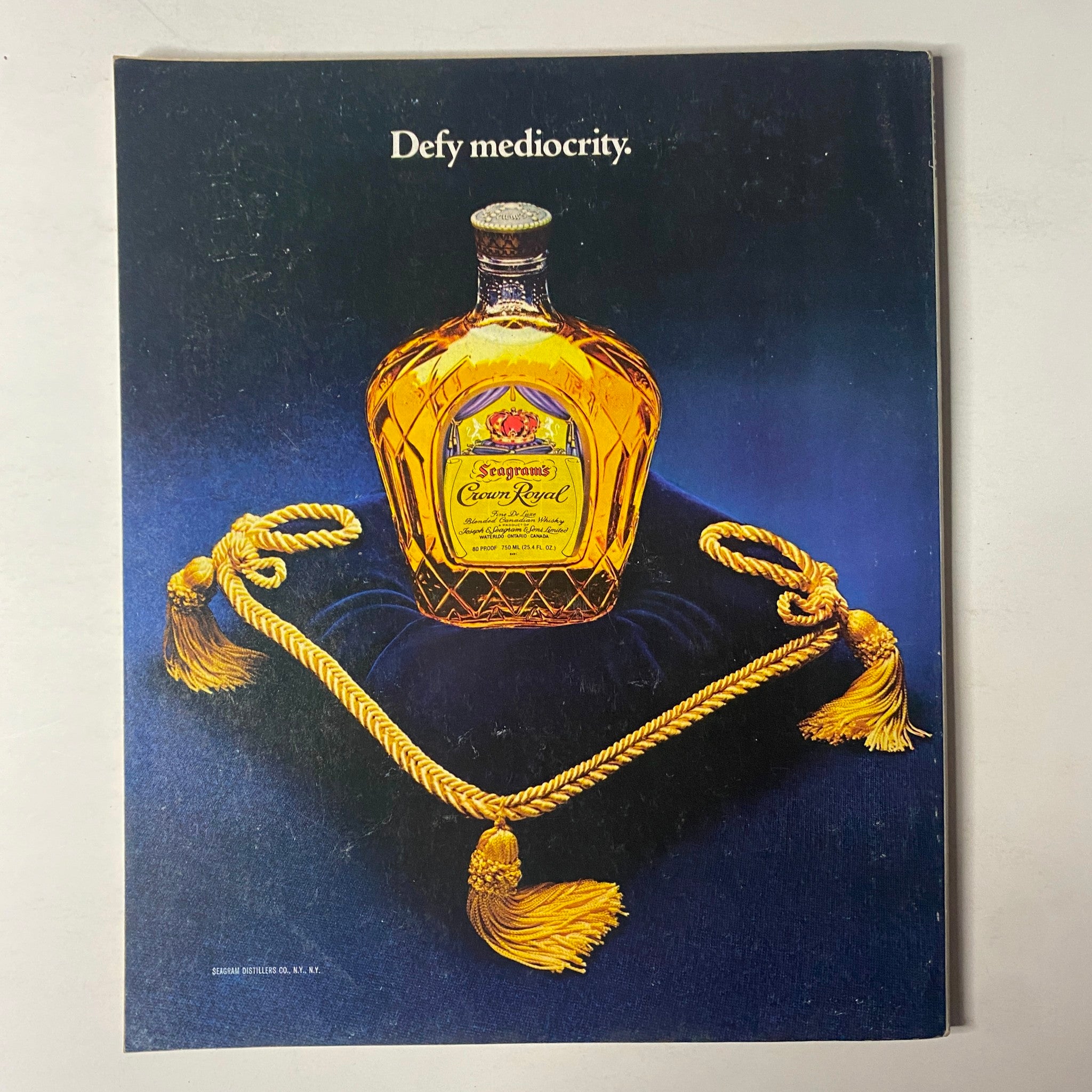 Advertisement from Fortune Magazine March 12, 1979 for Seagram's Crown Royal whiskey, featuring a luxurious bottle against a blue background.
