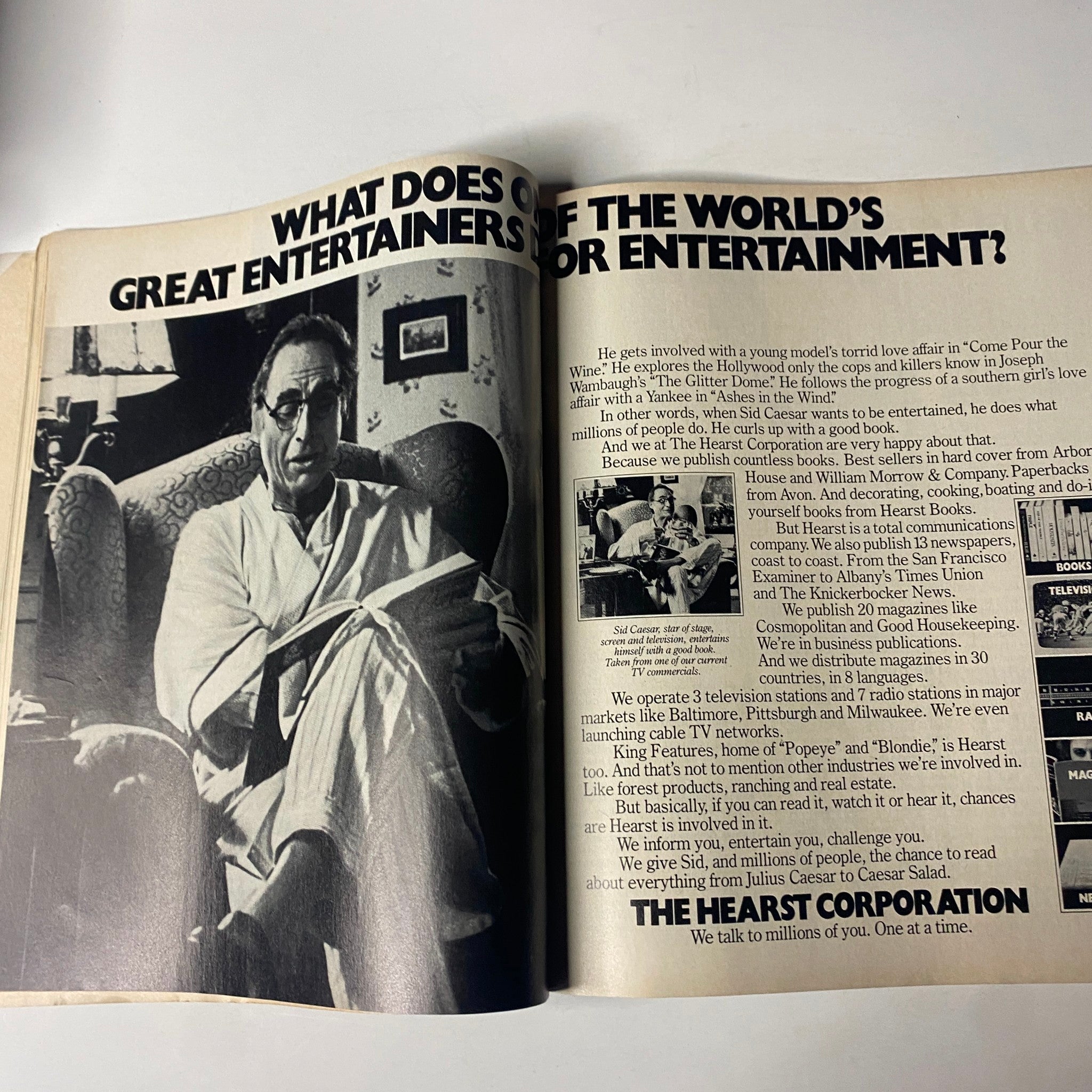 Interior page of Fortune Magazine November 2, 1981, discussing entertainment and media industry insights, featuring a prominent figure engaged in reading.