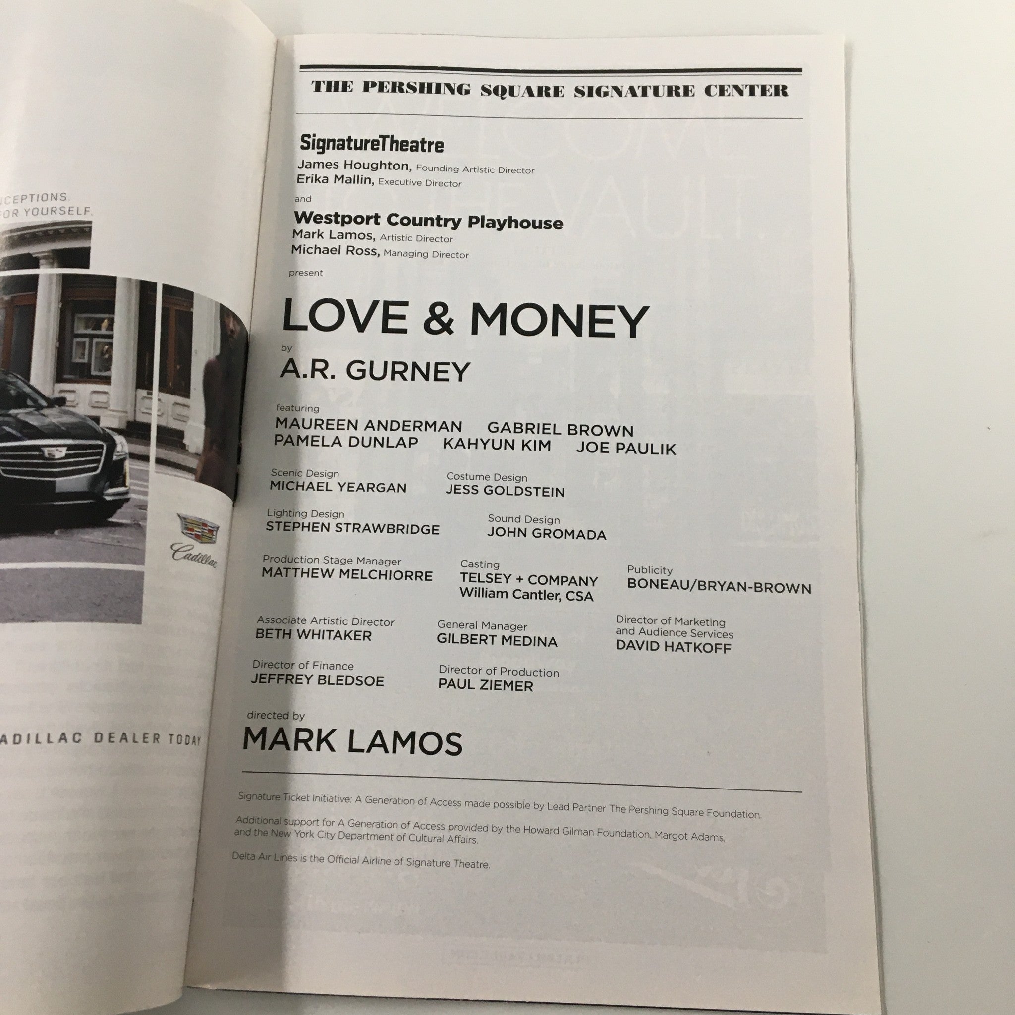 2015 Playbill The Pershing Square Signature Center Love & Money by Mark Lamos