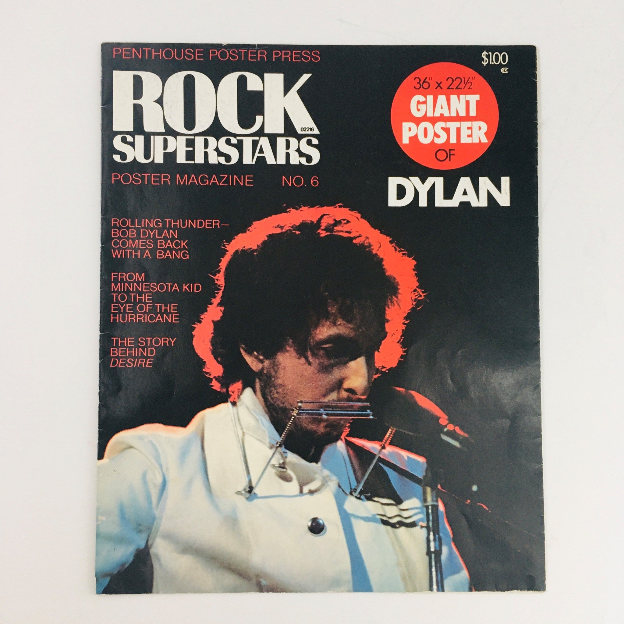 Rock Superstars Poster Magazine 1975 No. 6 Rolling Thunder of Bob Dylan, VG