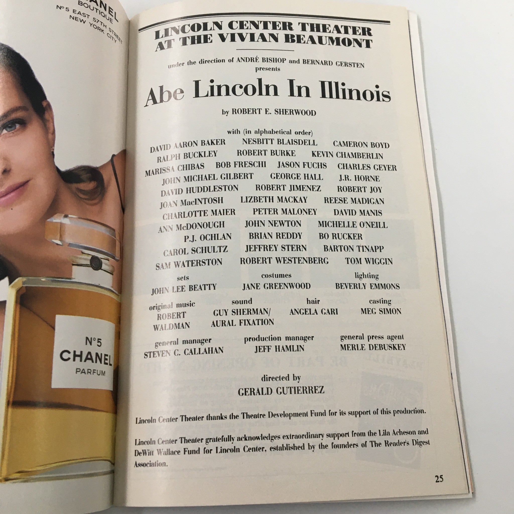 1993 Playbill The Vivian Beaumont Abe Lincoln in Illinois by Robert Sherwood