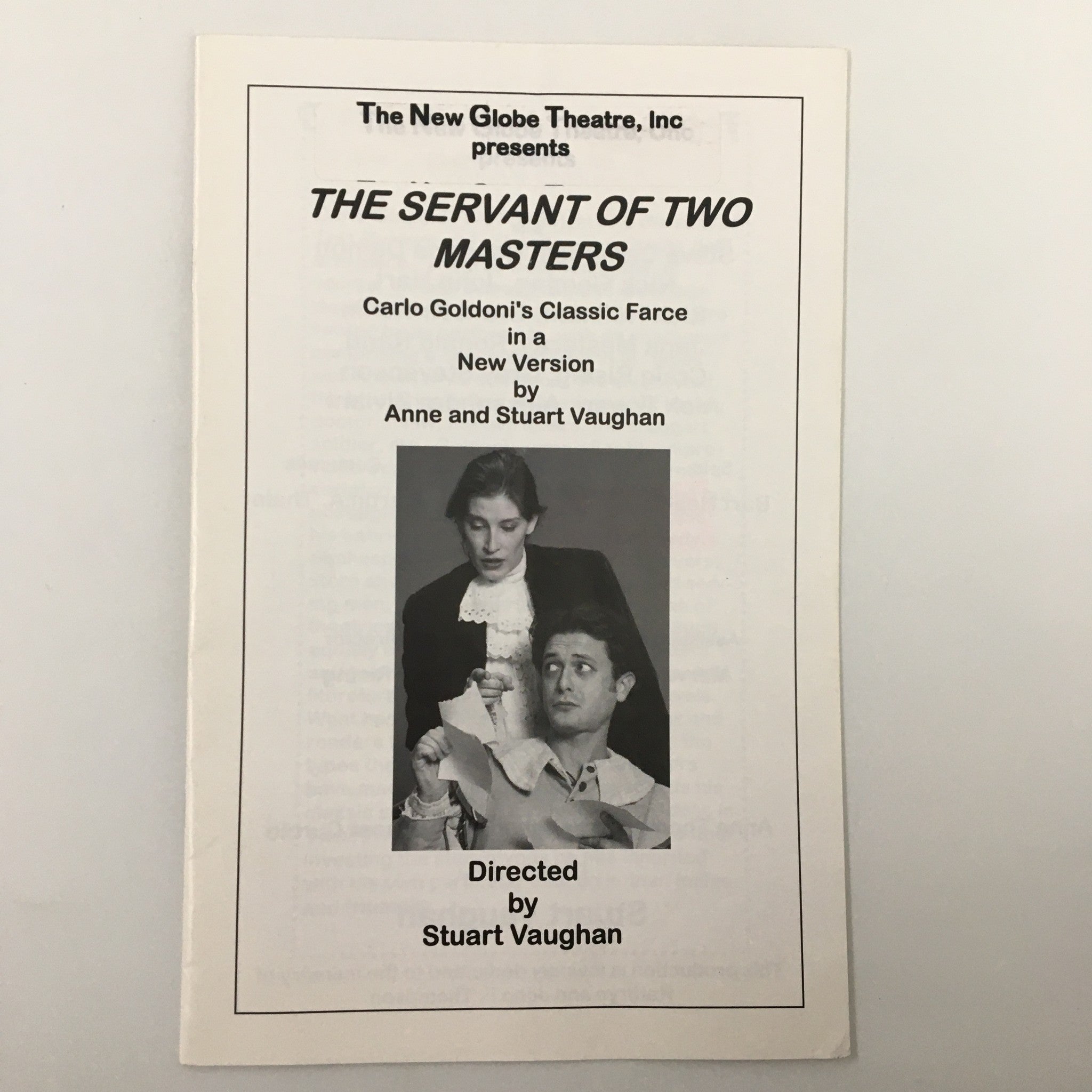 1979 The New Globe Theatre Inc. The Servant of Two Masters by Stuart Vaughan