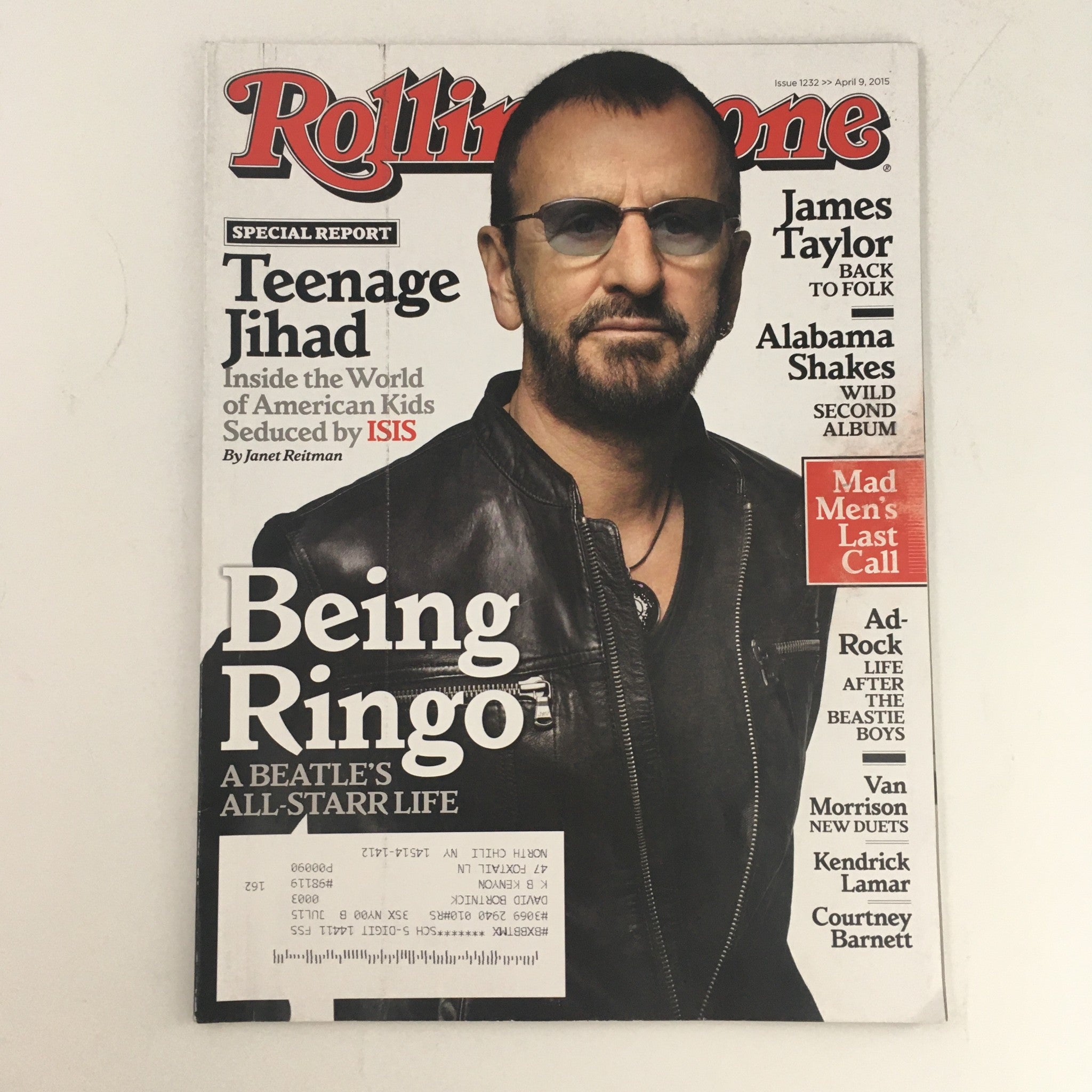 Rolling Stone Magazine #1232 April 9 2015 Ringo Starr & James Taylor Feature