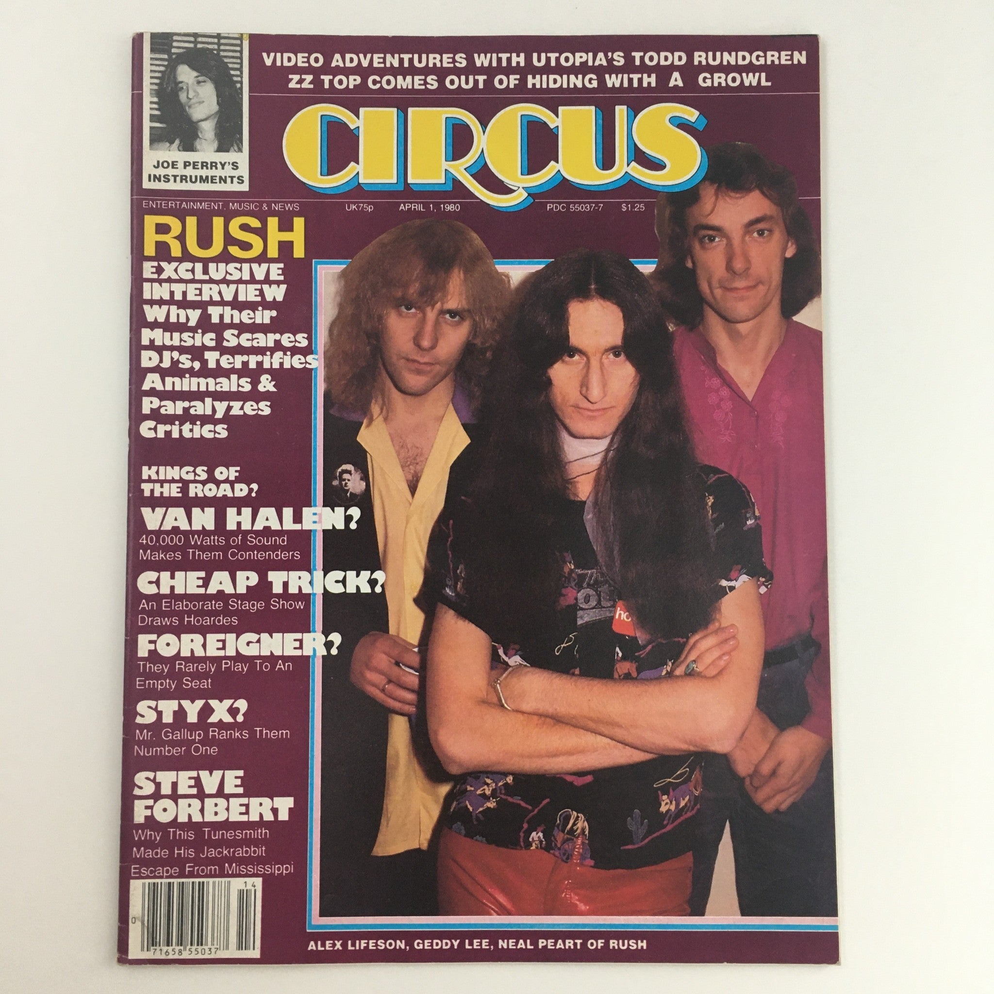 Circus Magazine April 1 1980 Alex Lifeson, Geddy Lee & Neal Peart, No Label VG