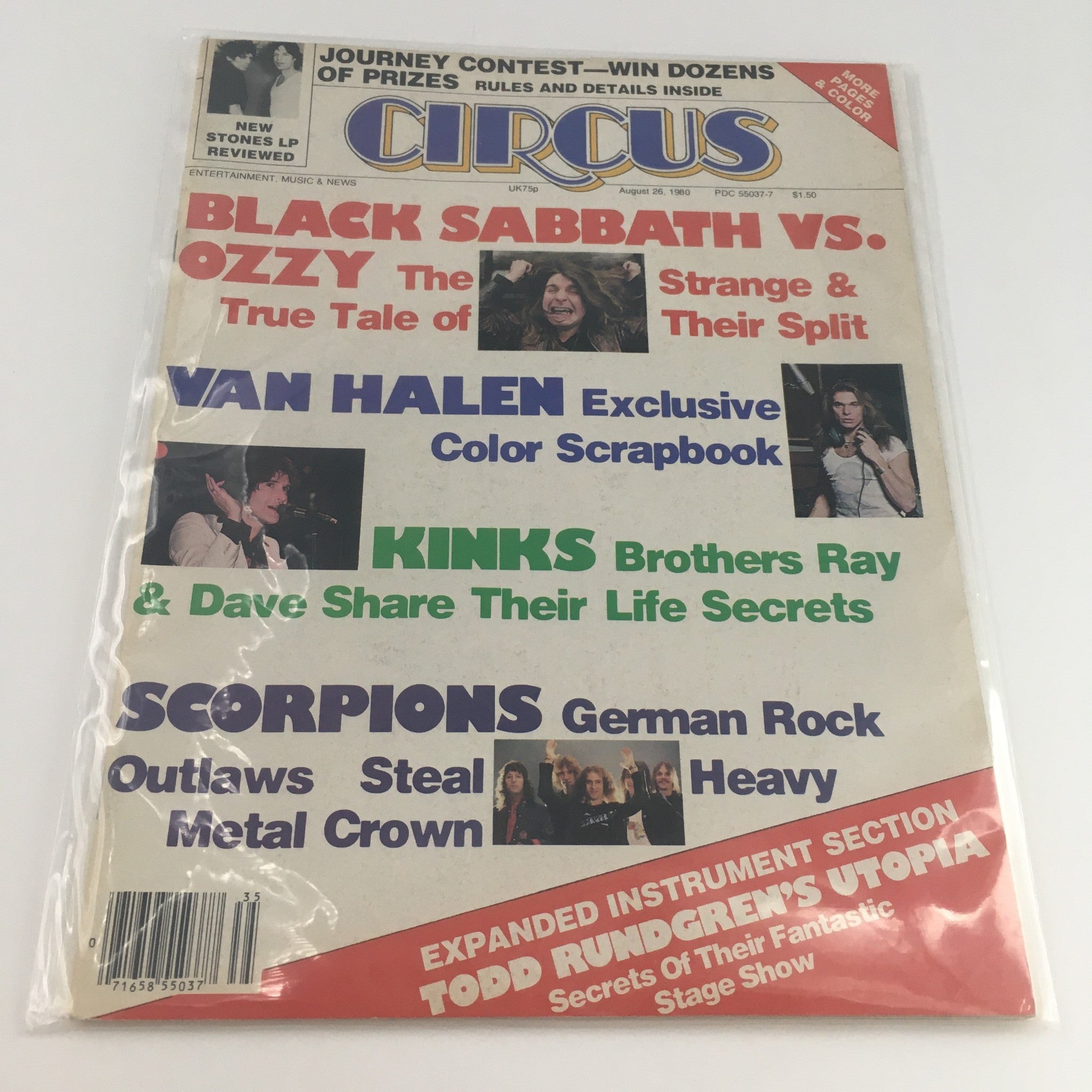 Circus Magazine August 26 1980 Ozzy Osbourne & Ray & Dave Davies, No Label VG