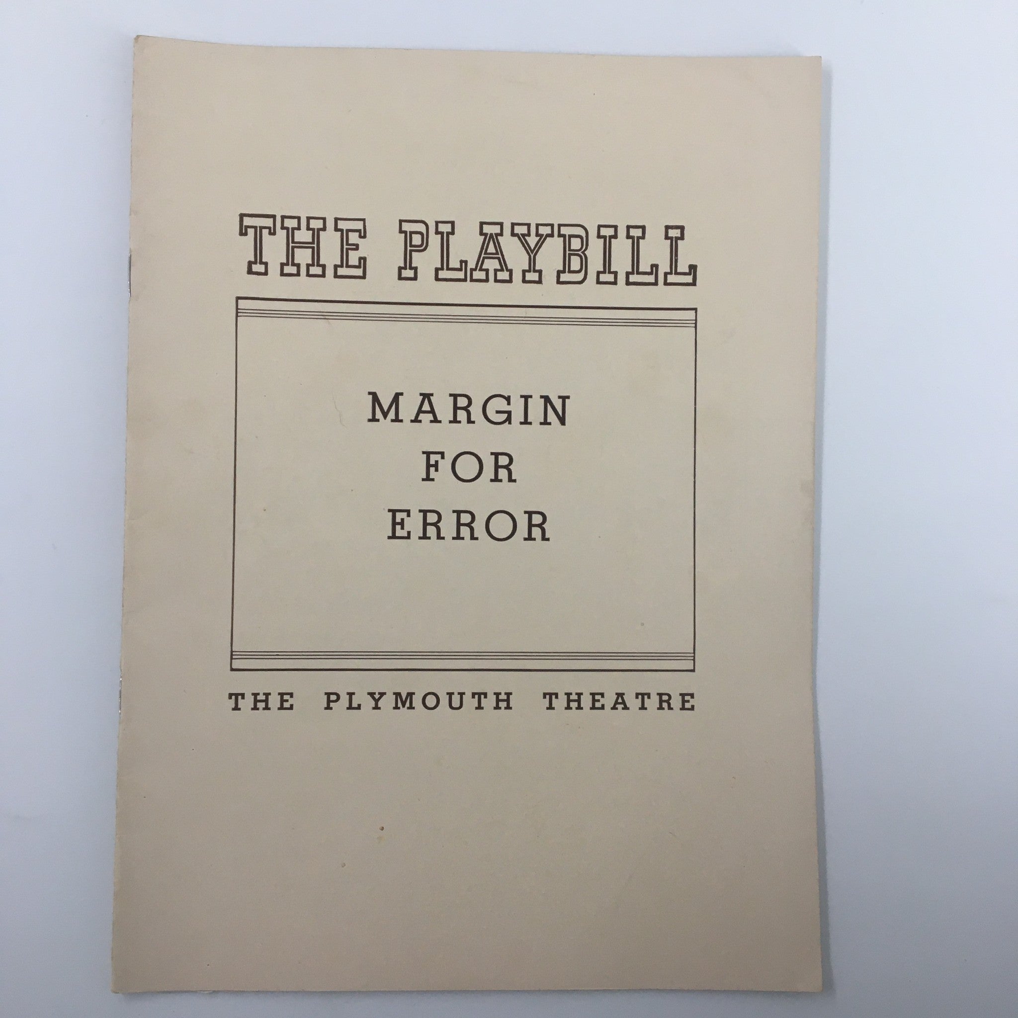 1940 Playbill The Plymouth Theatre Margin for Error by Claire Boothe