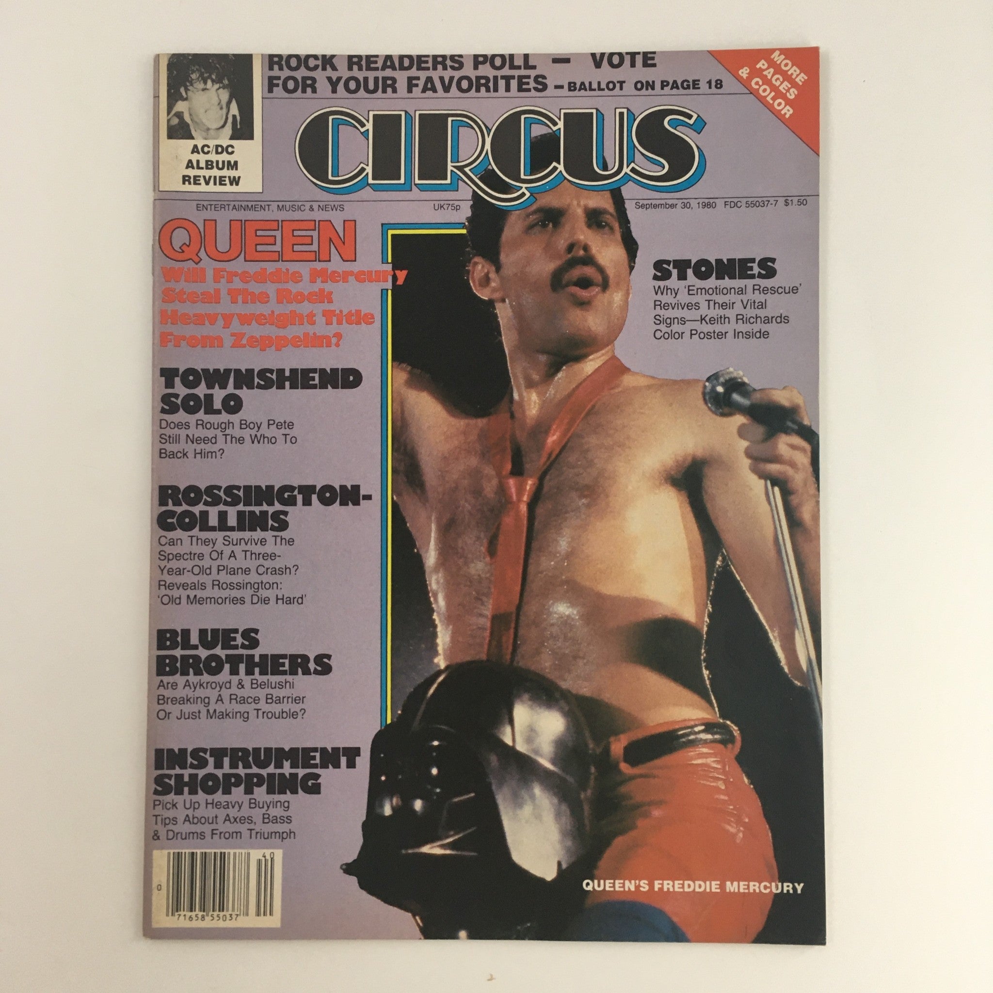 Circus Magazine September 30 1980 Queen's Freddie Mercury Feature, No Label VG