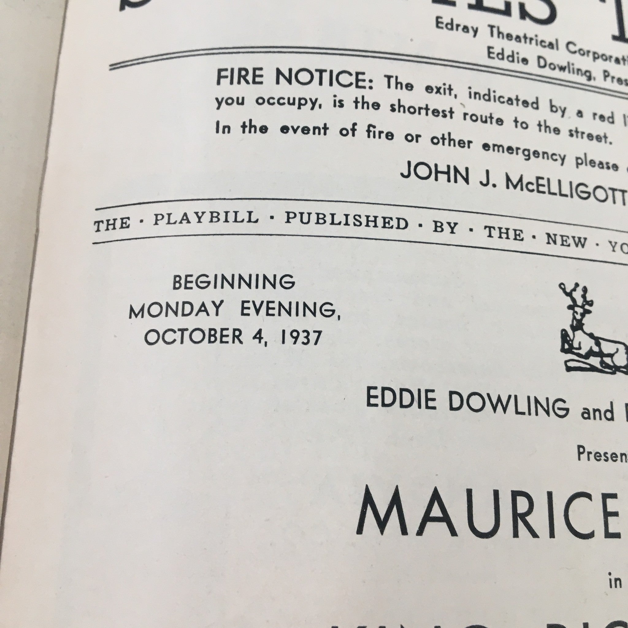 1937 Playbill St. James Theatre Maurice Evans in King Richard II by Shakespeare