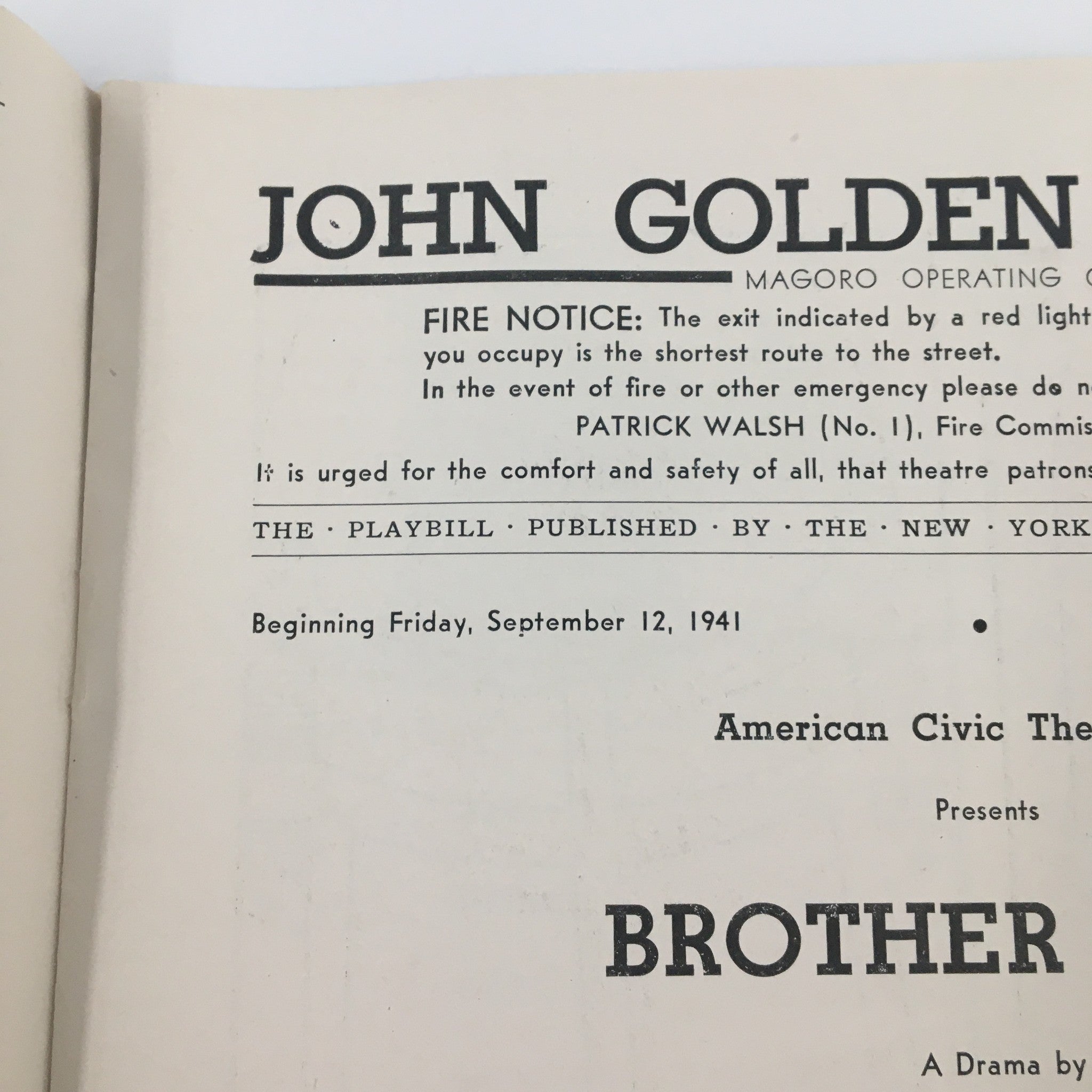 1941 Playbill John Golden Theatre Brother Cain by Michael Kallesser