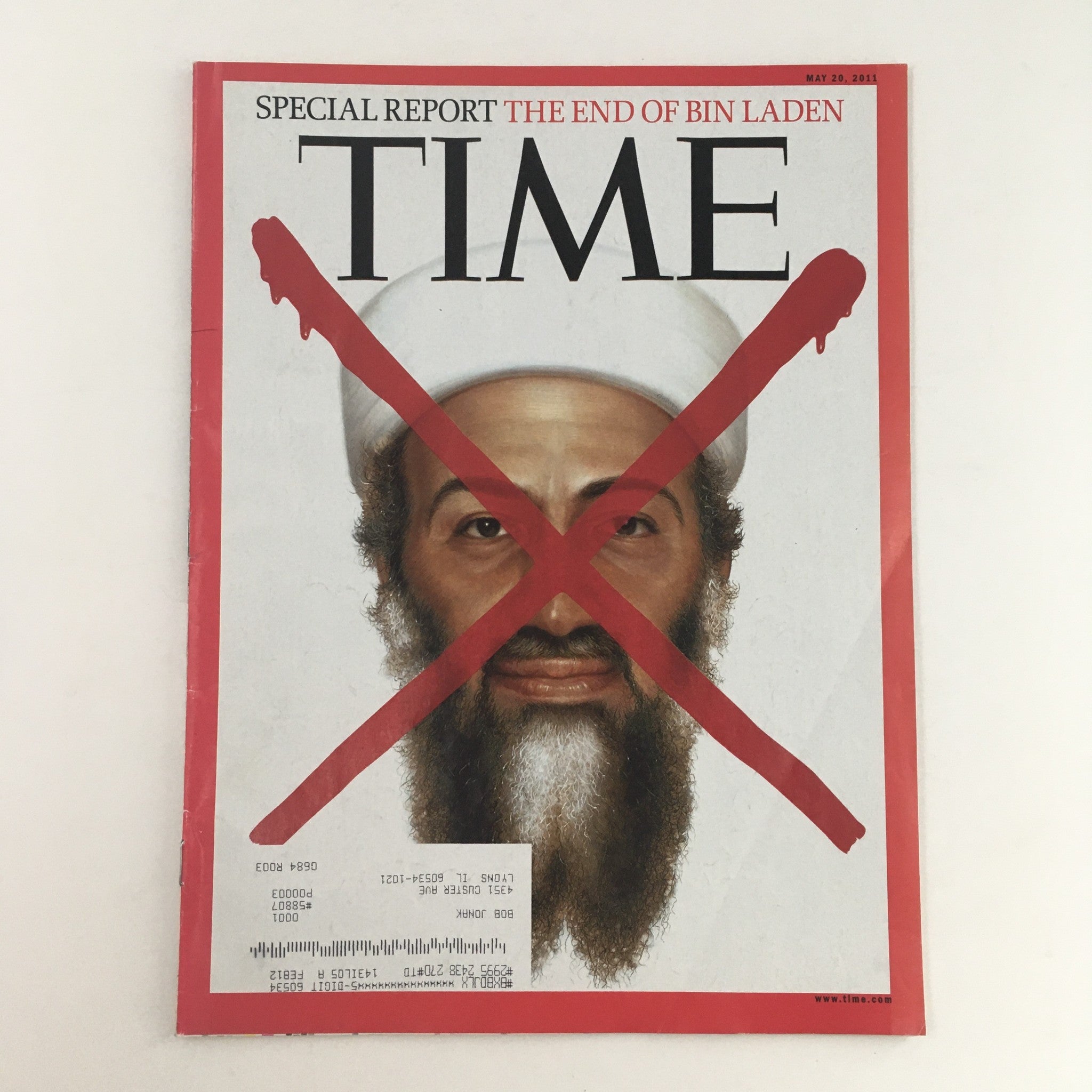 Time Magazine May 20 2011 #20 Red X Marks on Osama Bin Laden's Face