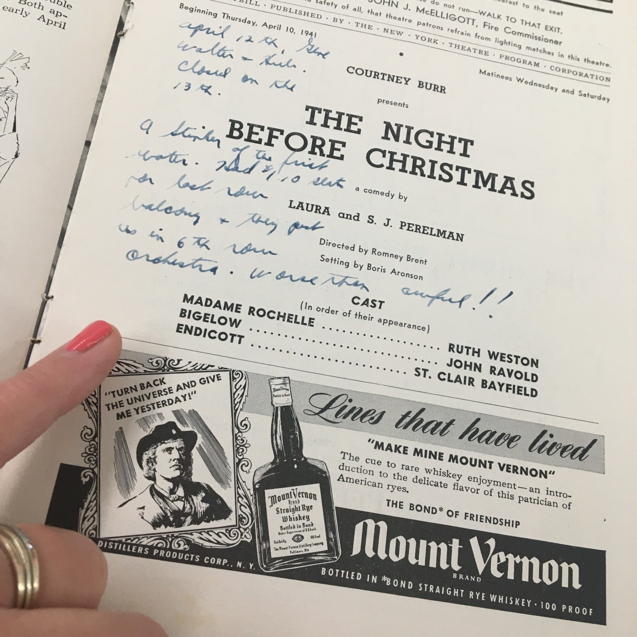 1941 Playbill Morosco Theatre Ruth Weston in The Night Before Christmas