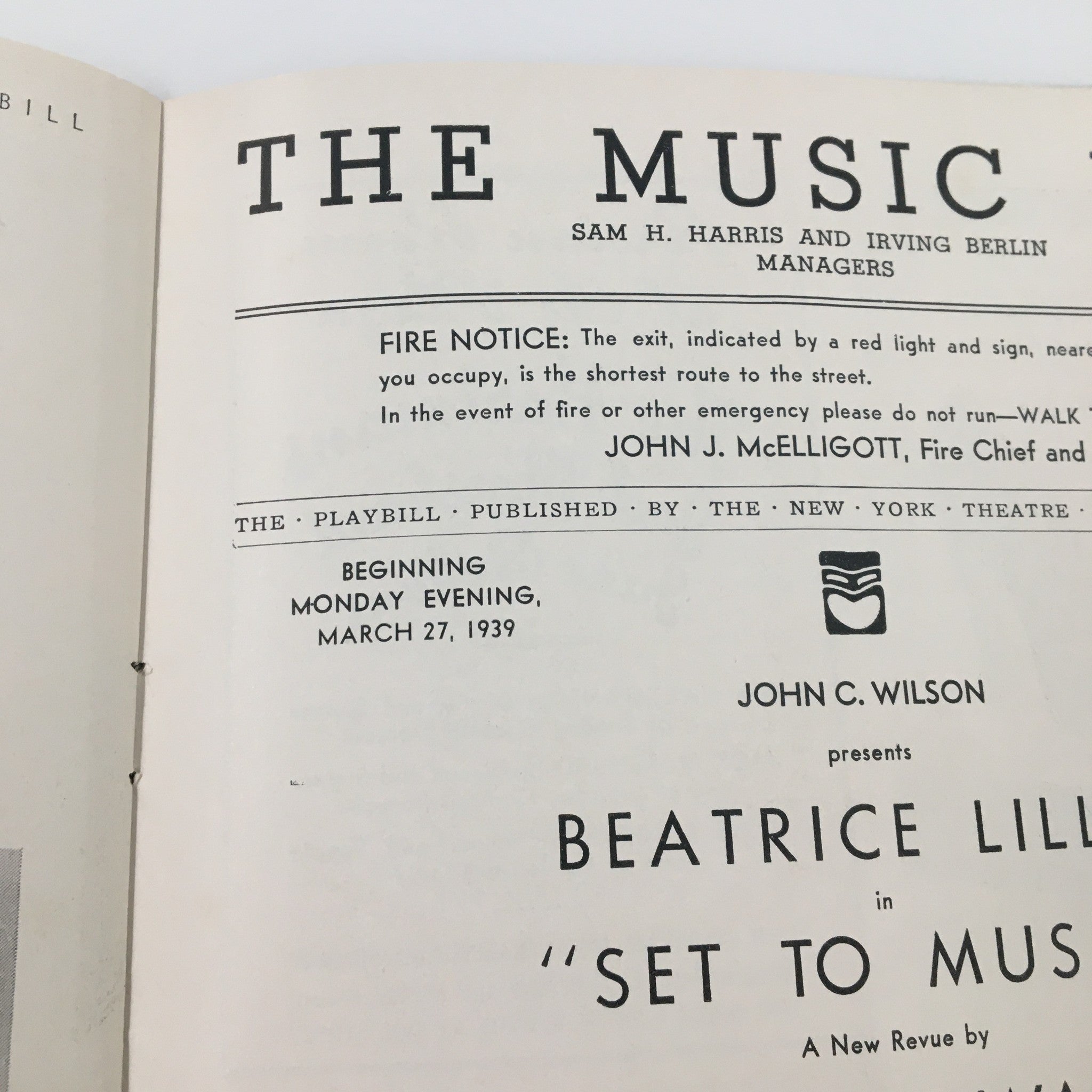 1939 Playbill The Music Box Beatrice Lillie in Set To Music by Noel Coward