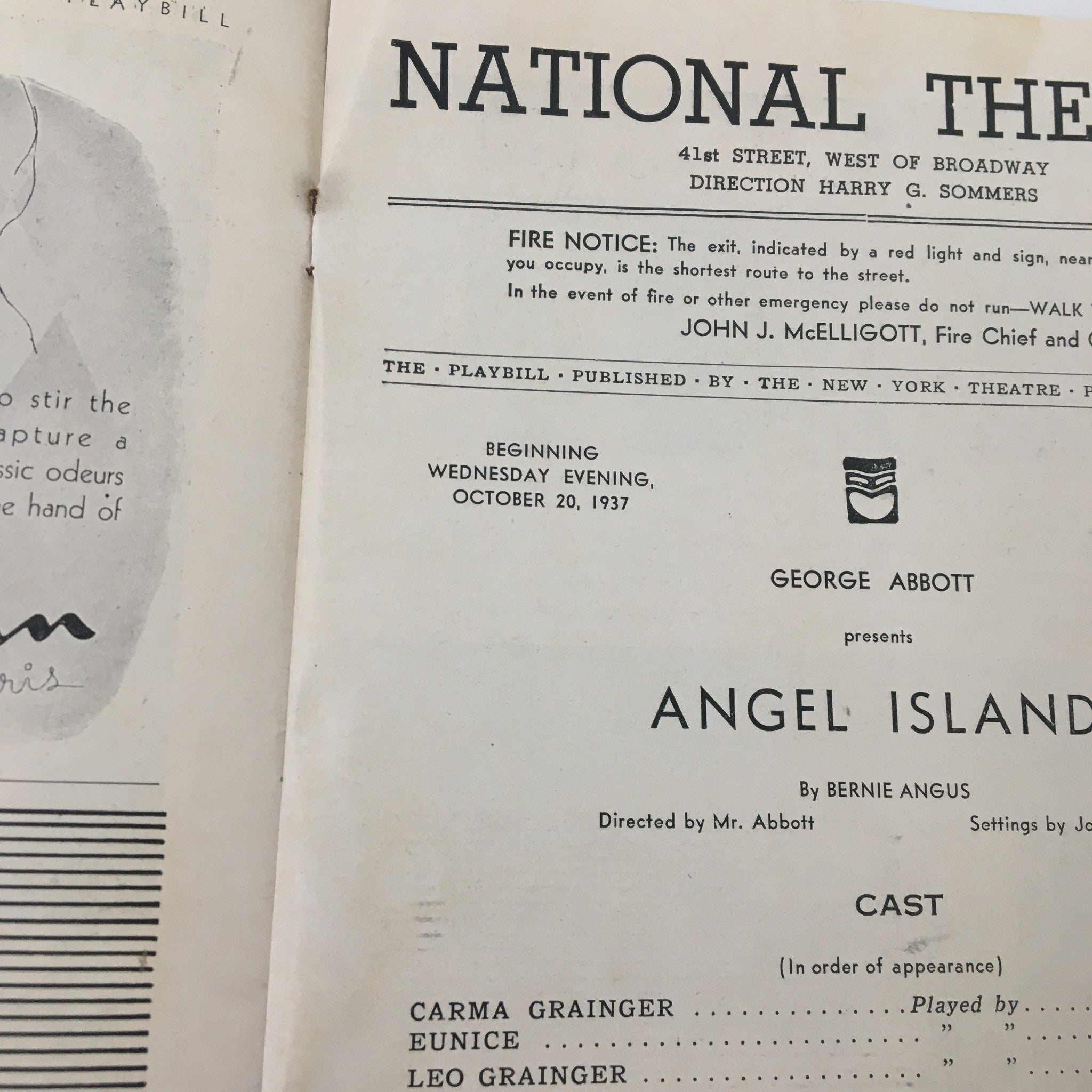 1937 Playbill National Theatre Lea Penman Angel Island by Bernie Angus