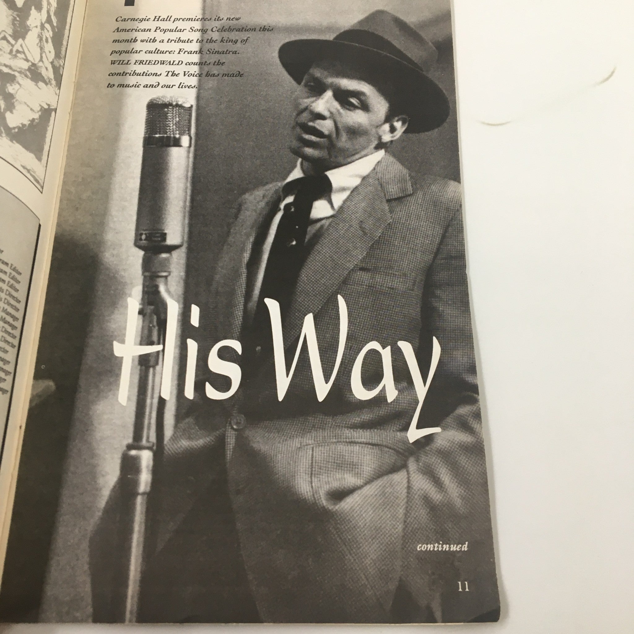 1995 Stagebill Carnegie Hall His Way The King of Popular Culture Frank Sinatra