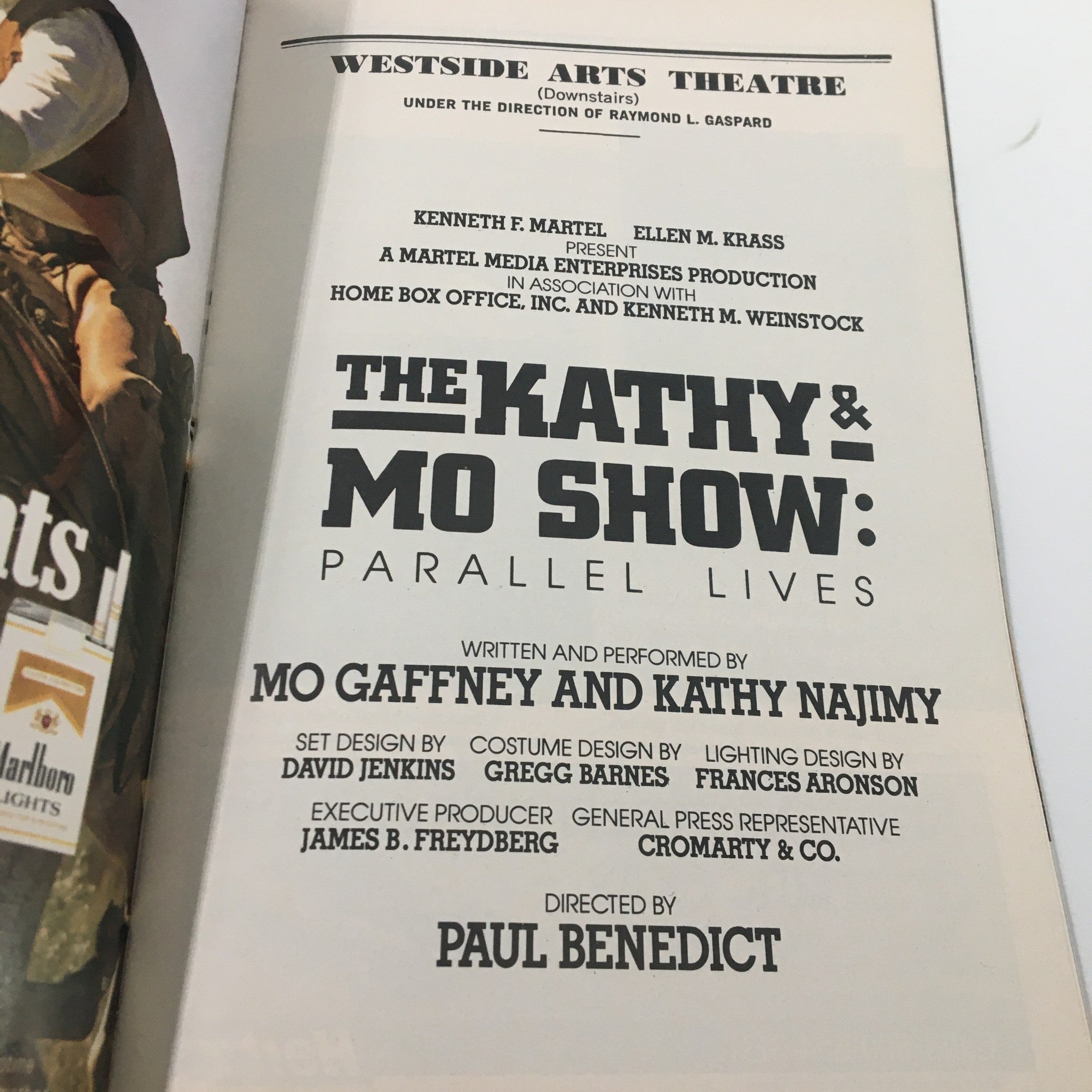 1989 Playbill Westside Arts Theatre The Kathy & Mo Show Parallel Lives VG