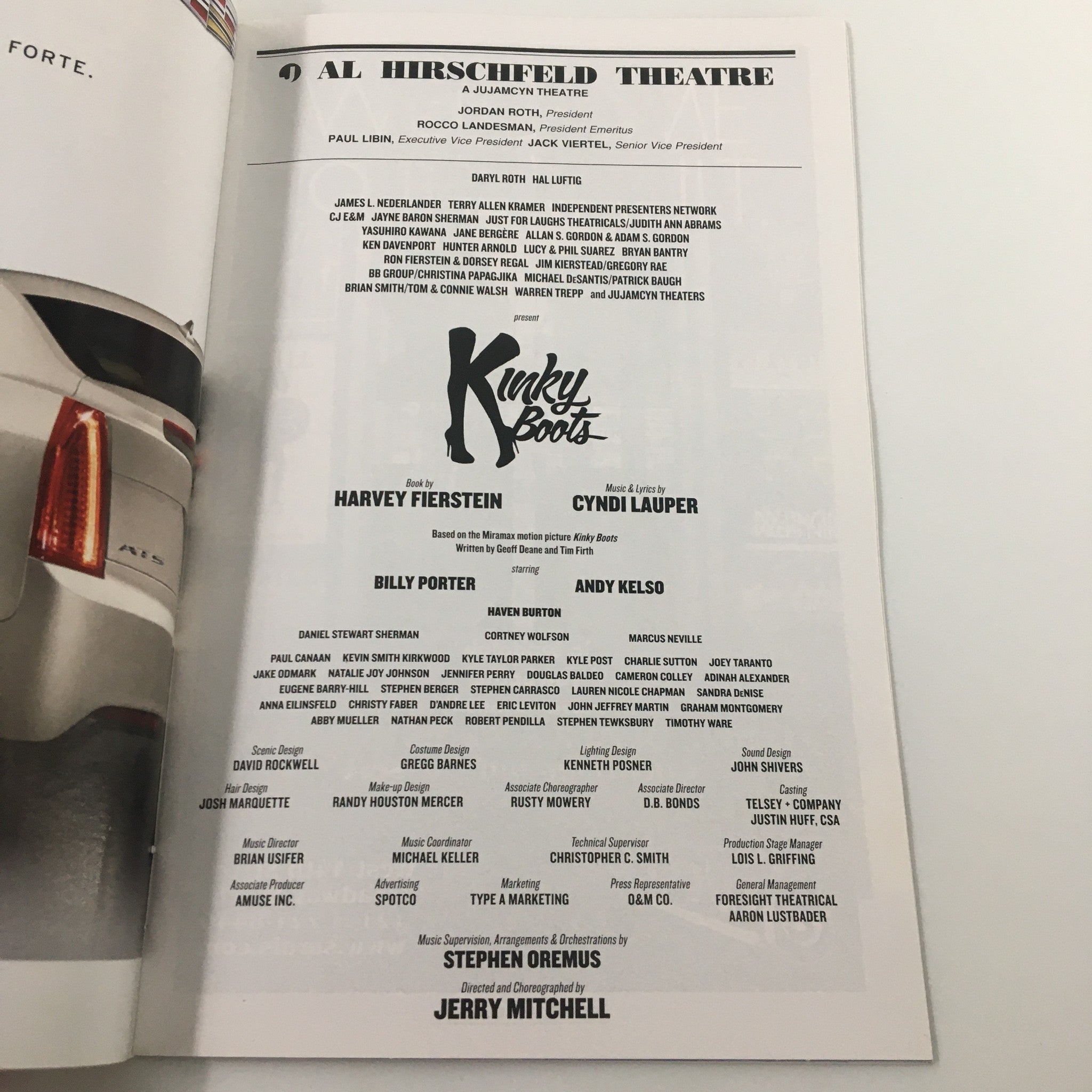 2014 Playbill Al Hirschfeld Theatre Kinky Boots by Harvey Fierstein VG