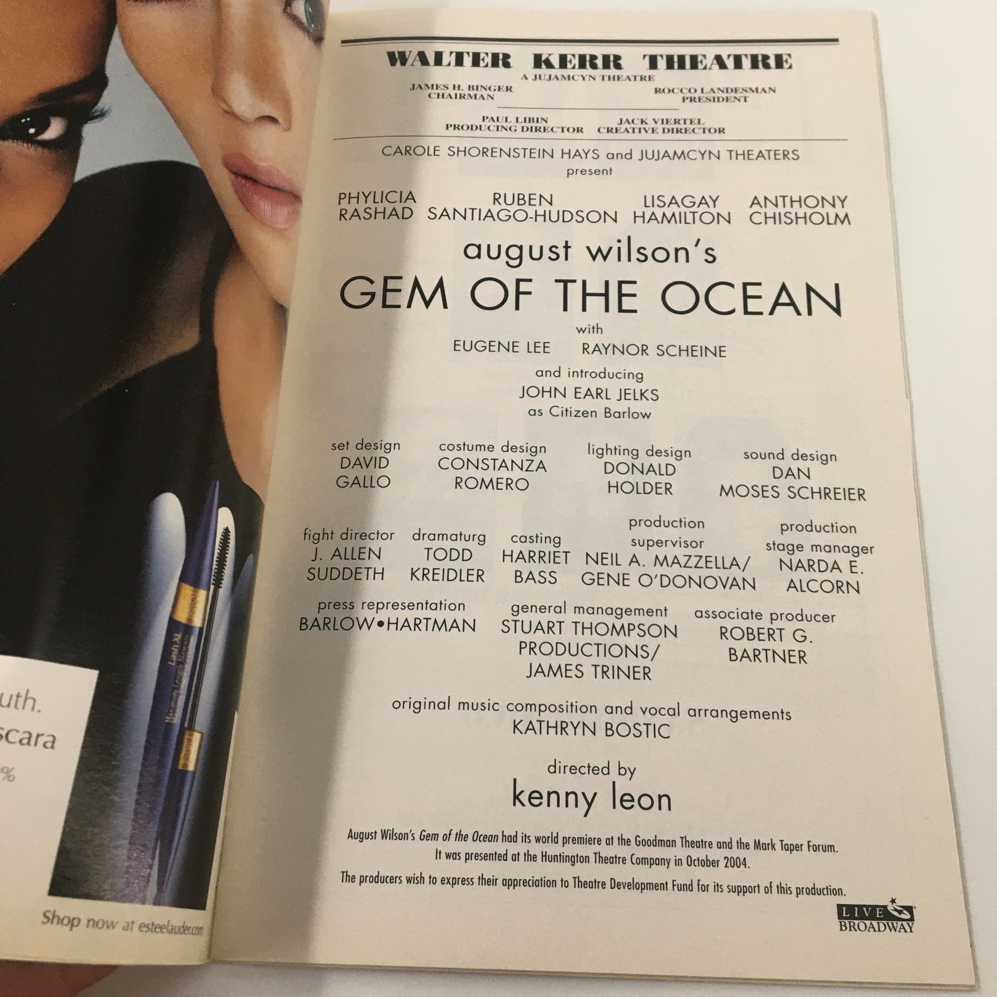 2005 Playbill Walter Kerr Theatre August Wilson's Gem of the Ocean VG