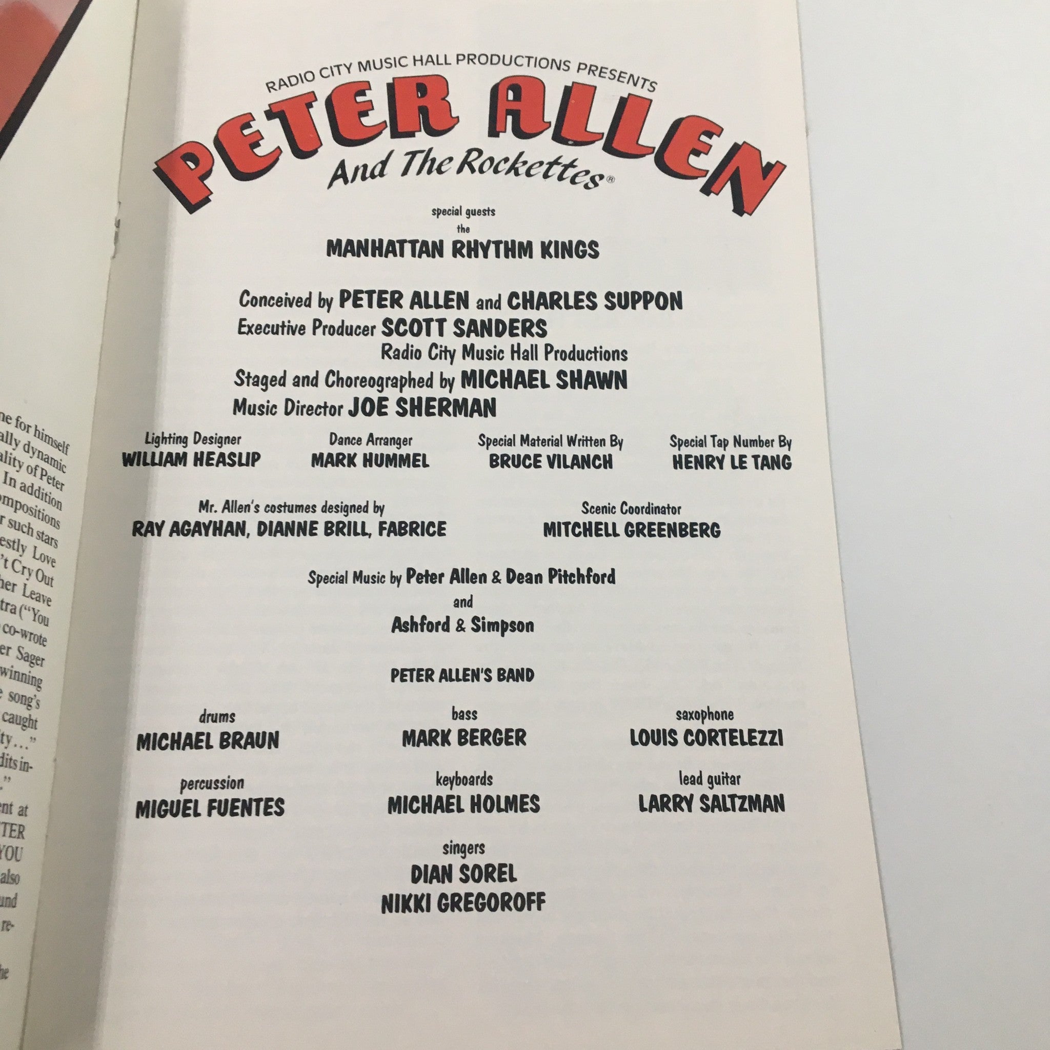 1981 Radio City Music Hall Presents Peter Allen and The Rockettes VG