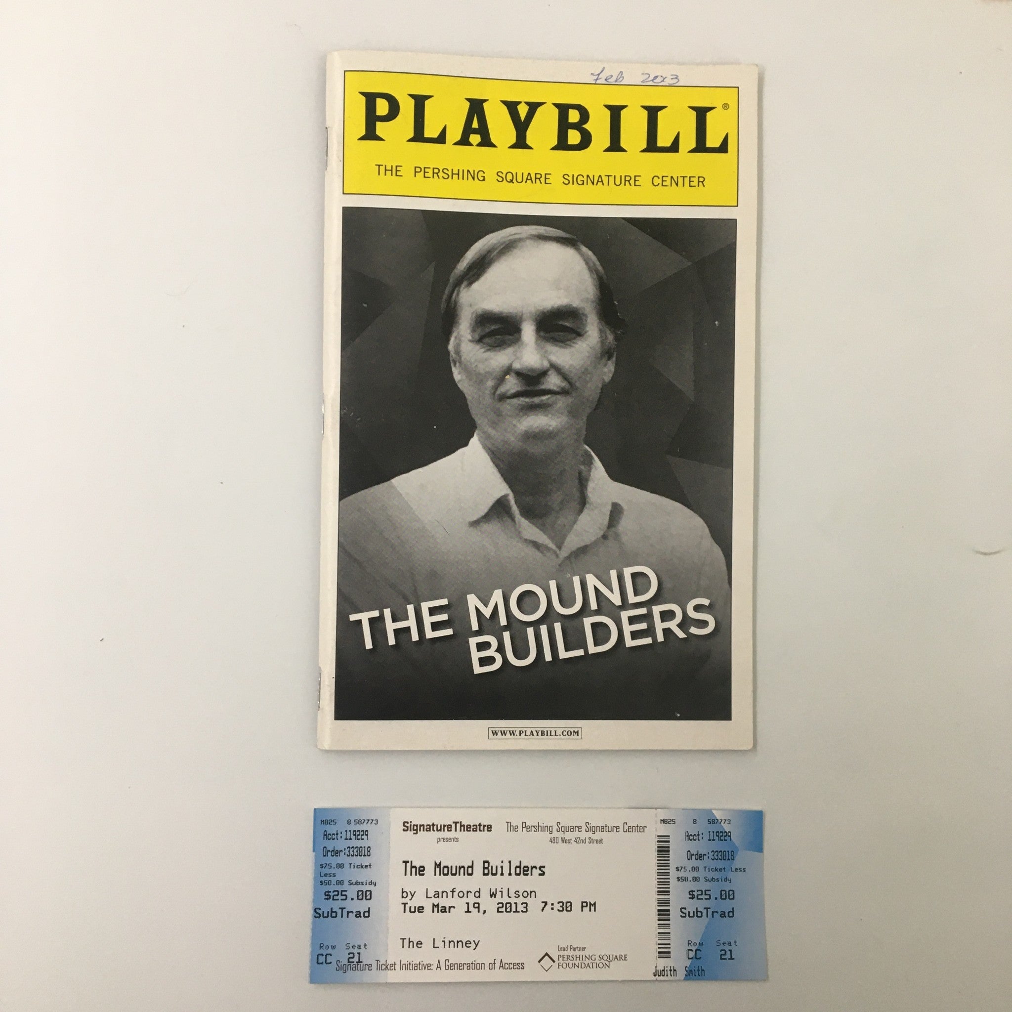 2003 Playbill The Pershing Square Signature Center The Mound Builders Jo Bonney