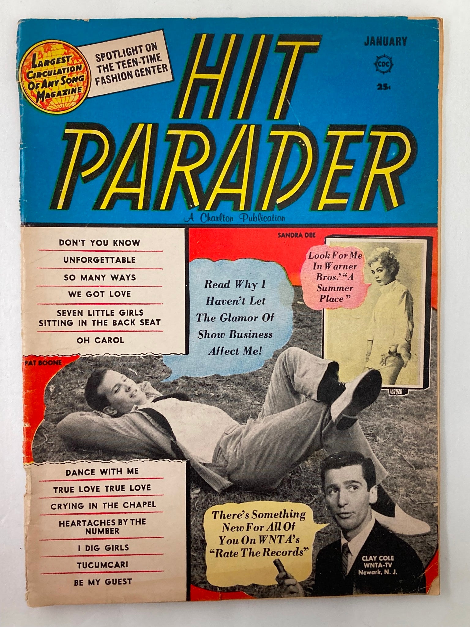 VTG Hit Parader Magazine January 1960 Clay Cole and Pat Boone No Label