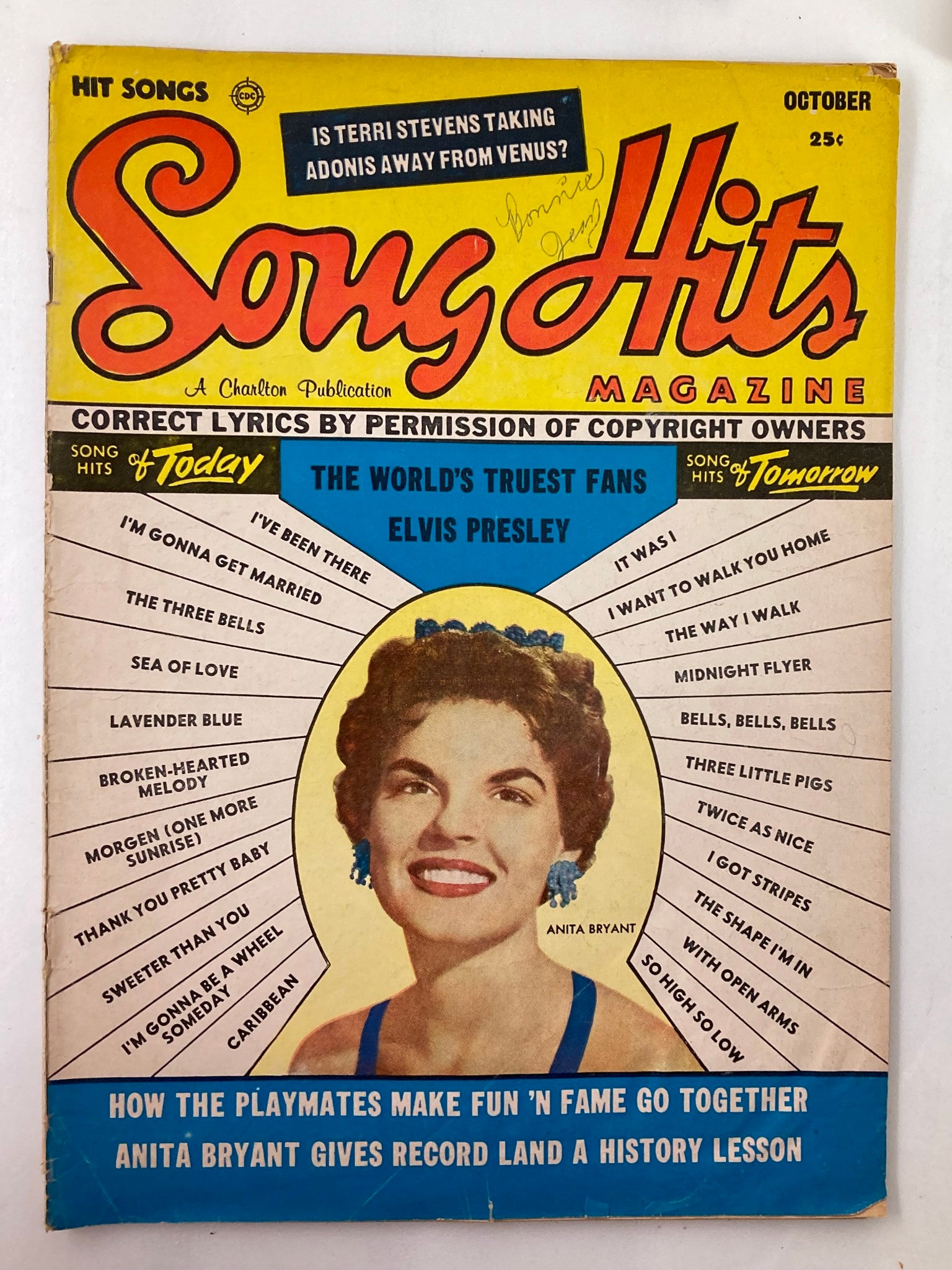 VTG Song Hits Magazine October 1959 Vol 23 #3 Anita Bryant No Label