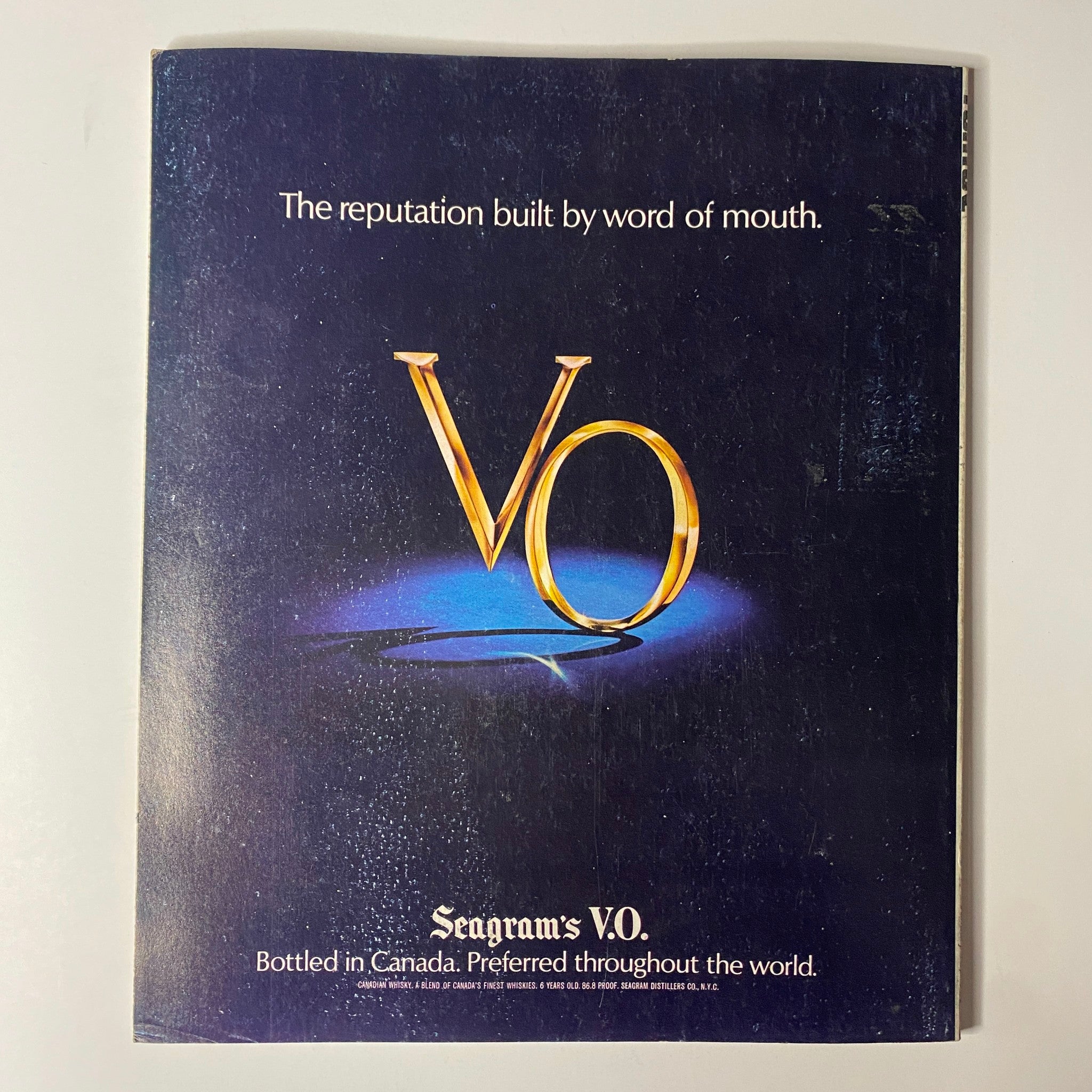 Back cover of Fortune Magazine January 16, 1978, advertising Seagram's V.O. with a focus on brand reputation.