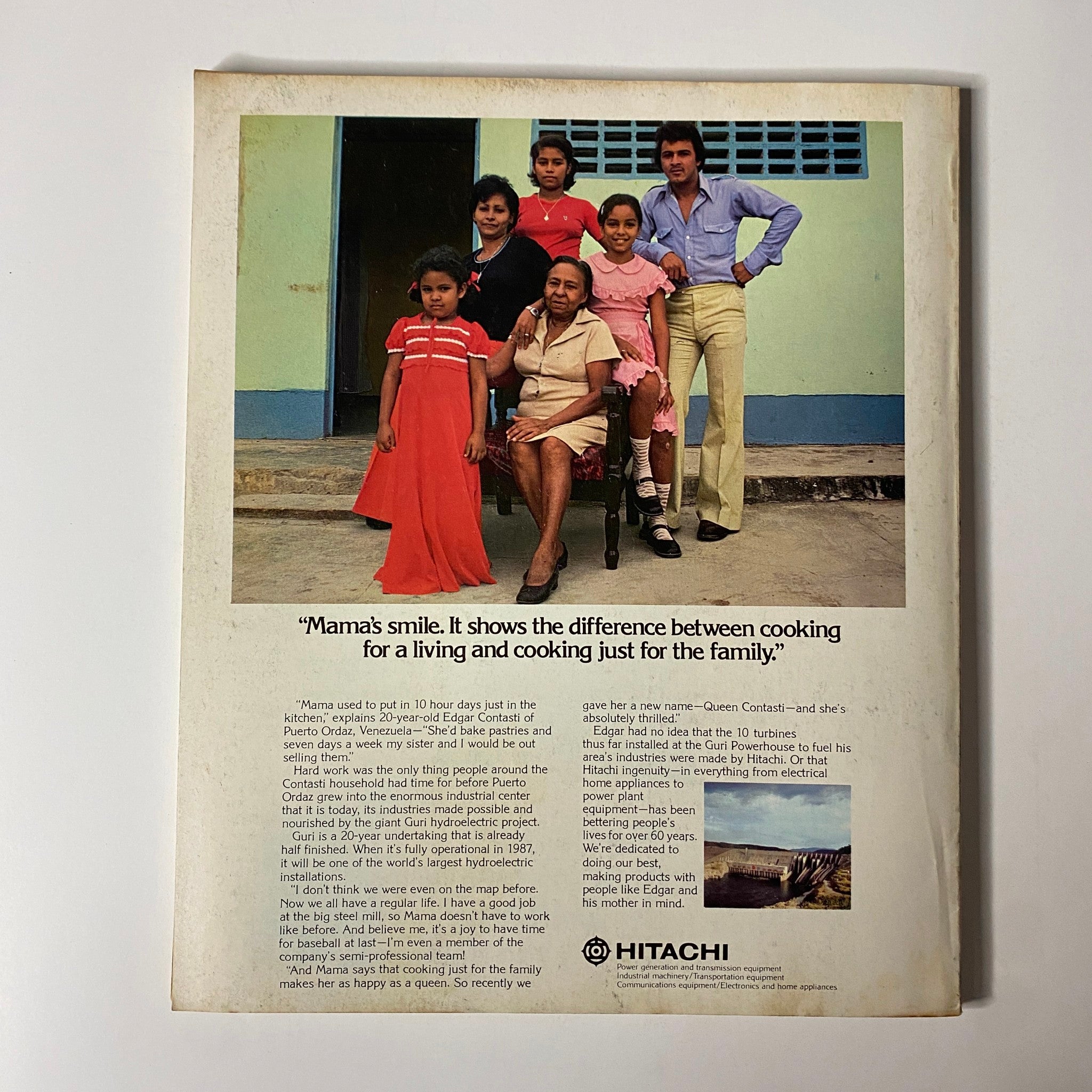 Back cover of Fortune Magazine August 14, 1978 showing a Hitachi advertisement with a family, emphasizing the impact of technology on daily living.