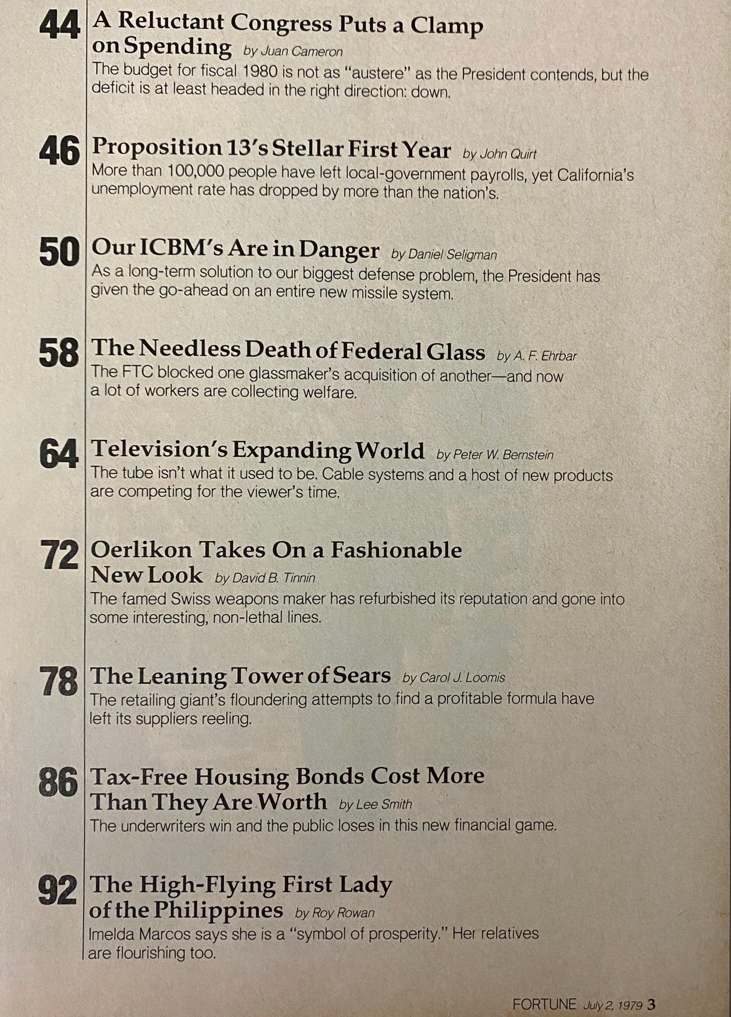 Page featuring the title 'Television's Expanding World' from Fortune Magazine, July 2, 1979, discussing the changes in television and broadcasting.