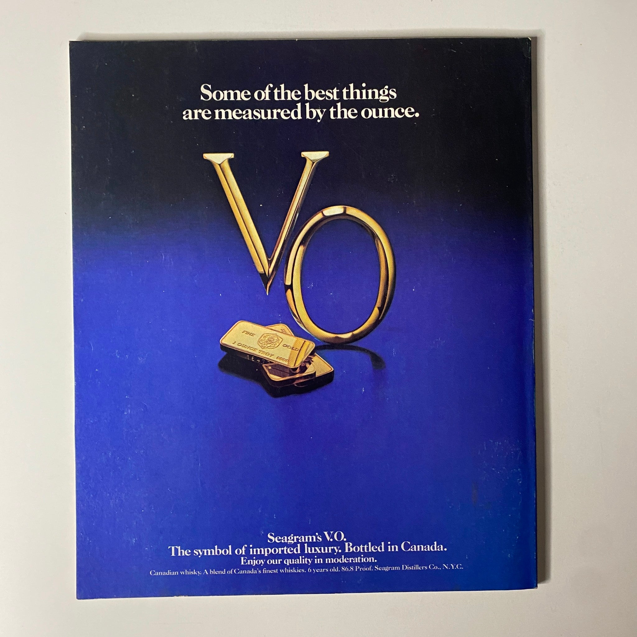Back cover of Fortune Magazine March 10, 1980, featuring an advertisement for Seagram's V.O., emphasizing luxury and enjoyment.