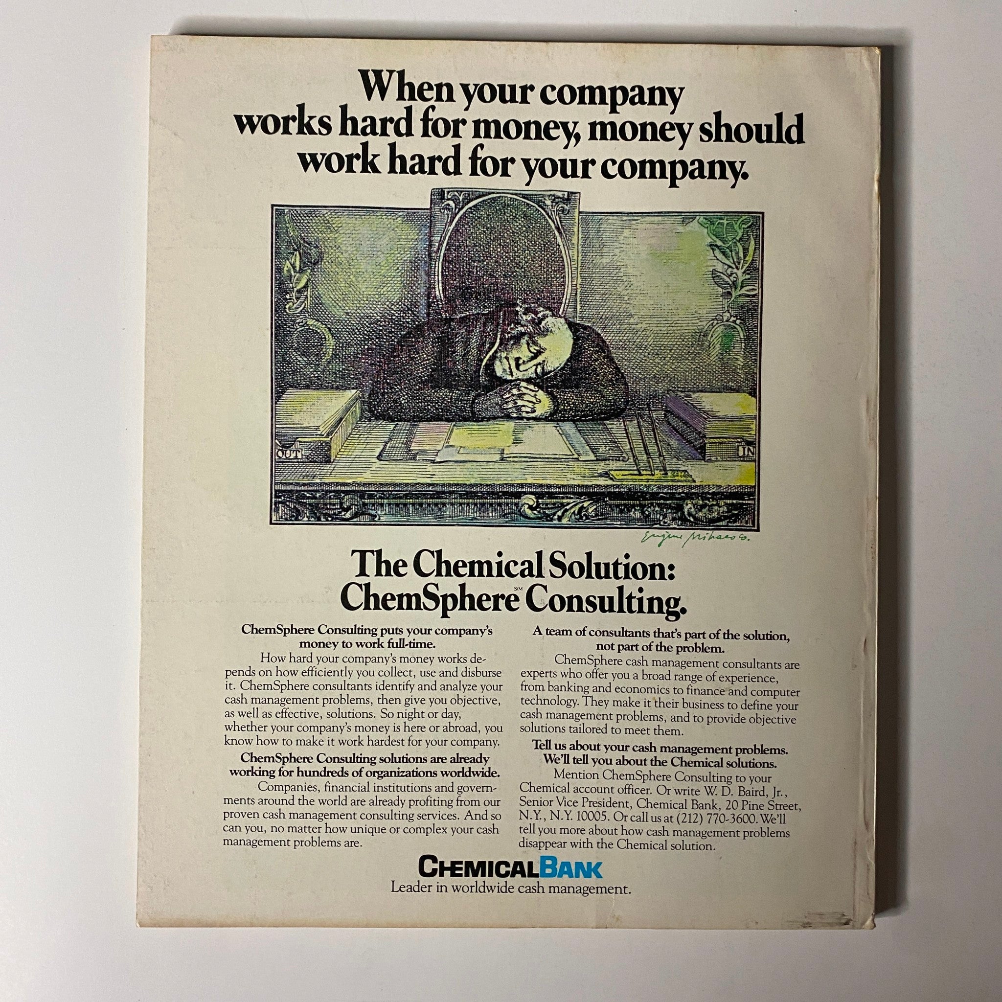 Back cover of Fortune Magazine June 16, 1980 featuring an advertisement for ChemSphere Consulting by Chemical Bank. This vintage magazine reflects business practices and financial strategies of the time.