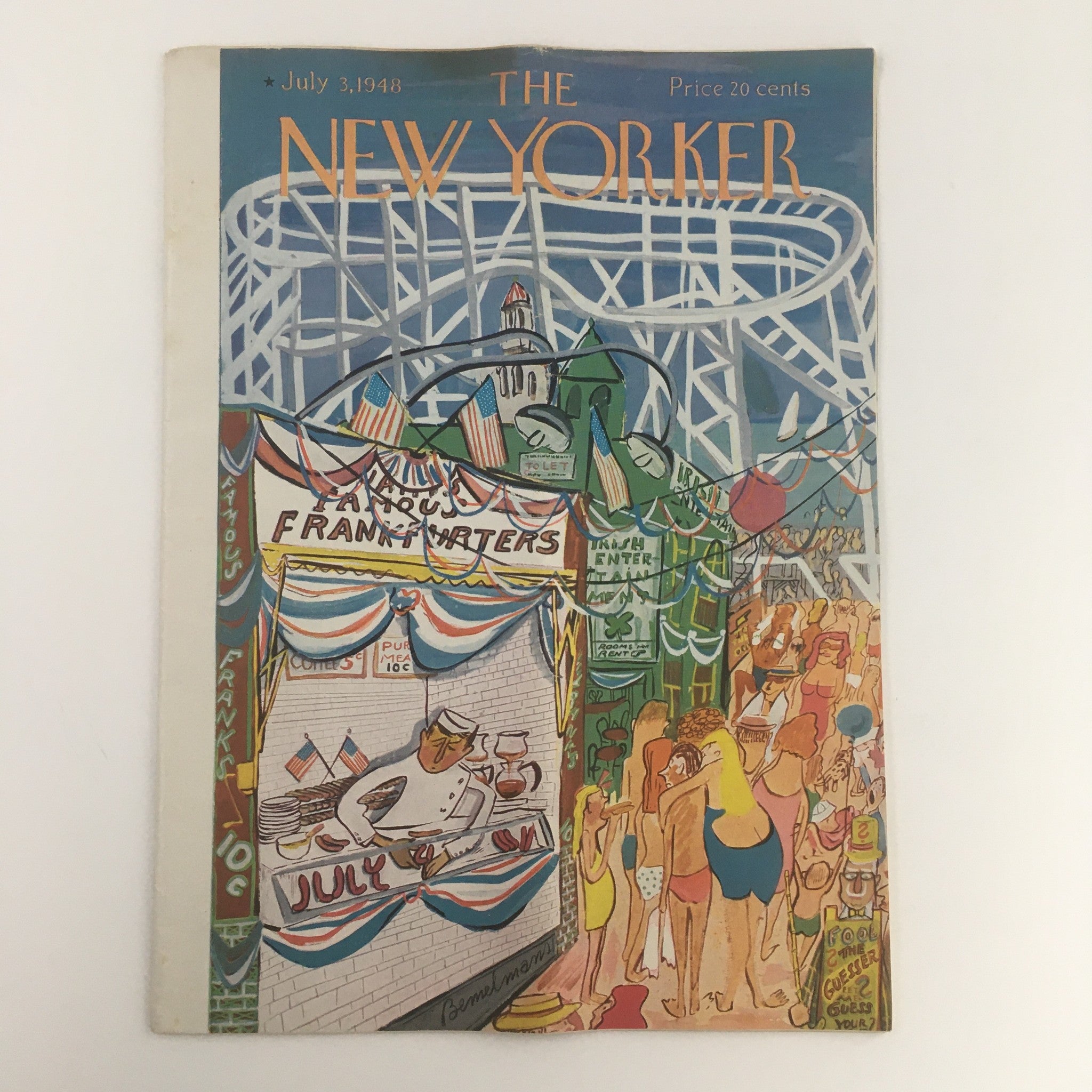 The New Yorker July 3 1948 Full Magazine Theme Cover Ludwig Bemelmans, No Label