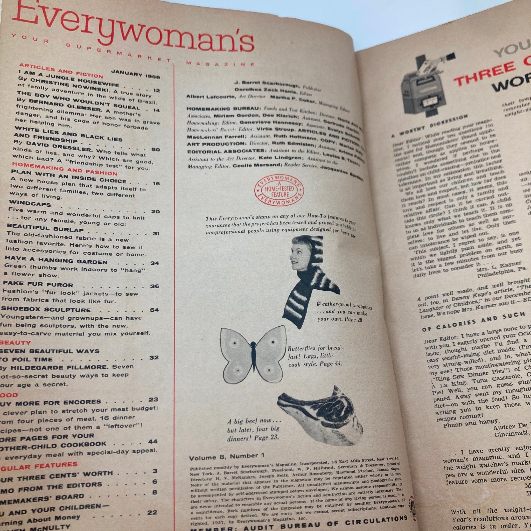 VTG Everywoman's Magazine January 1958 Could You Be A Jungle Housewife No Label