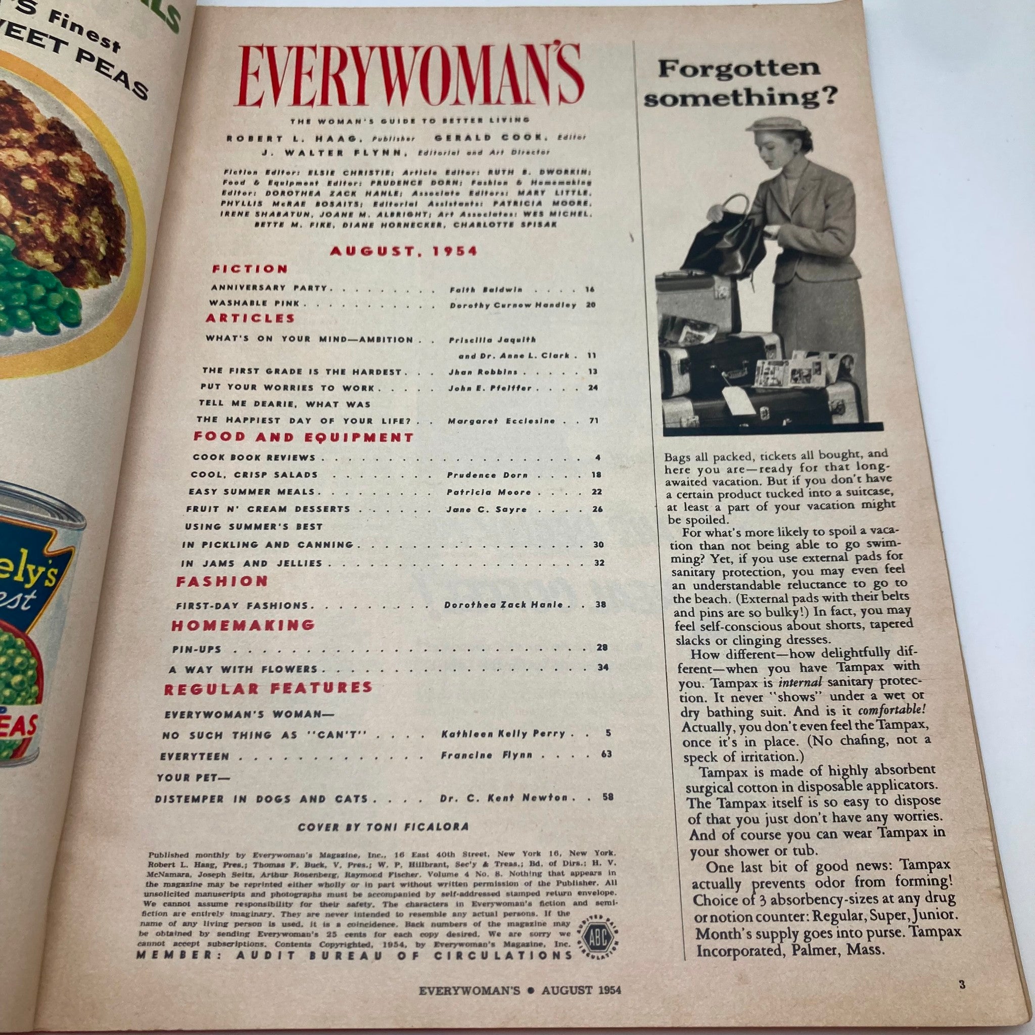 VTG Everywoman's Magazine August 1954 A Touching Family Story No Label