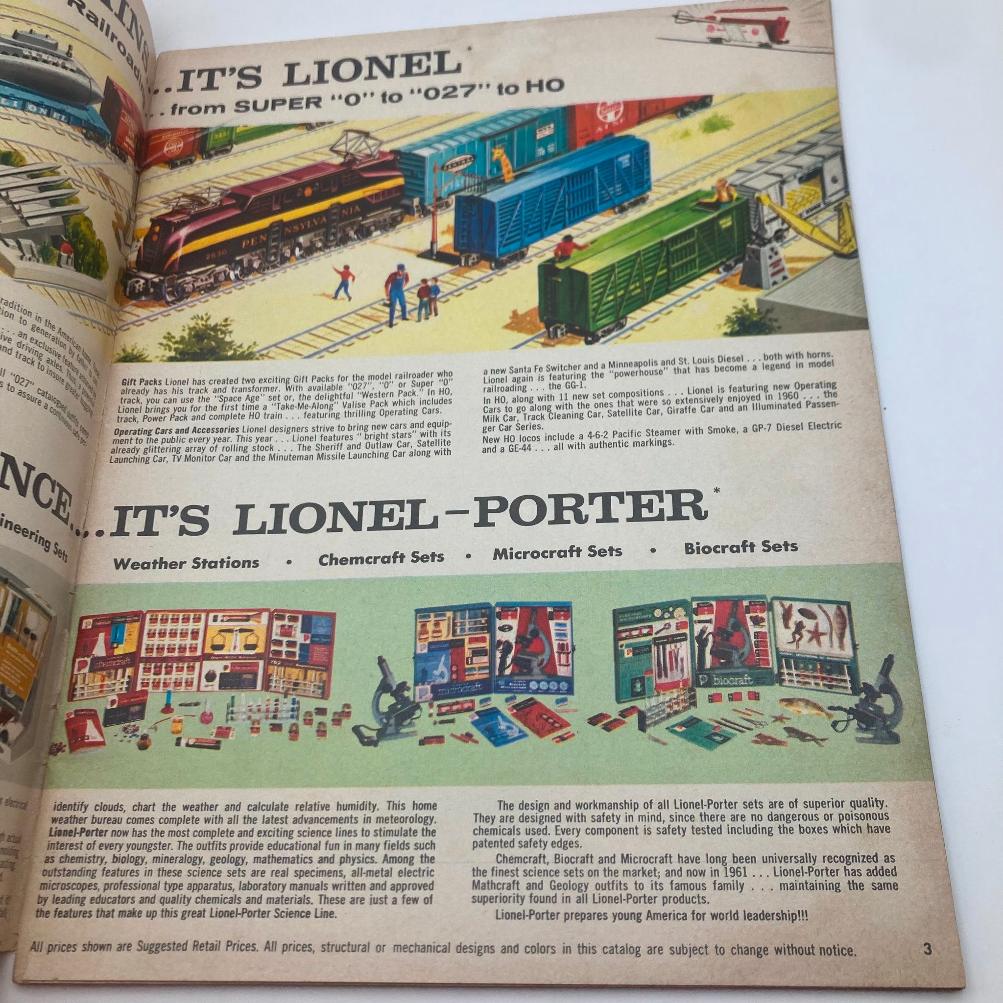 1961 Lionel Model Railroad Train Porter Science Lines Catalog