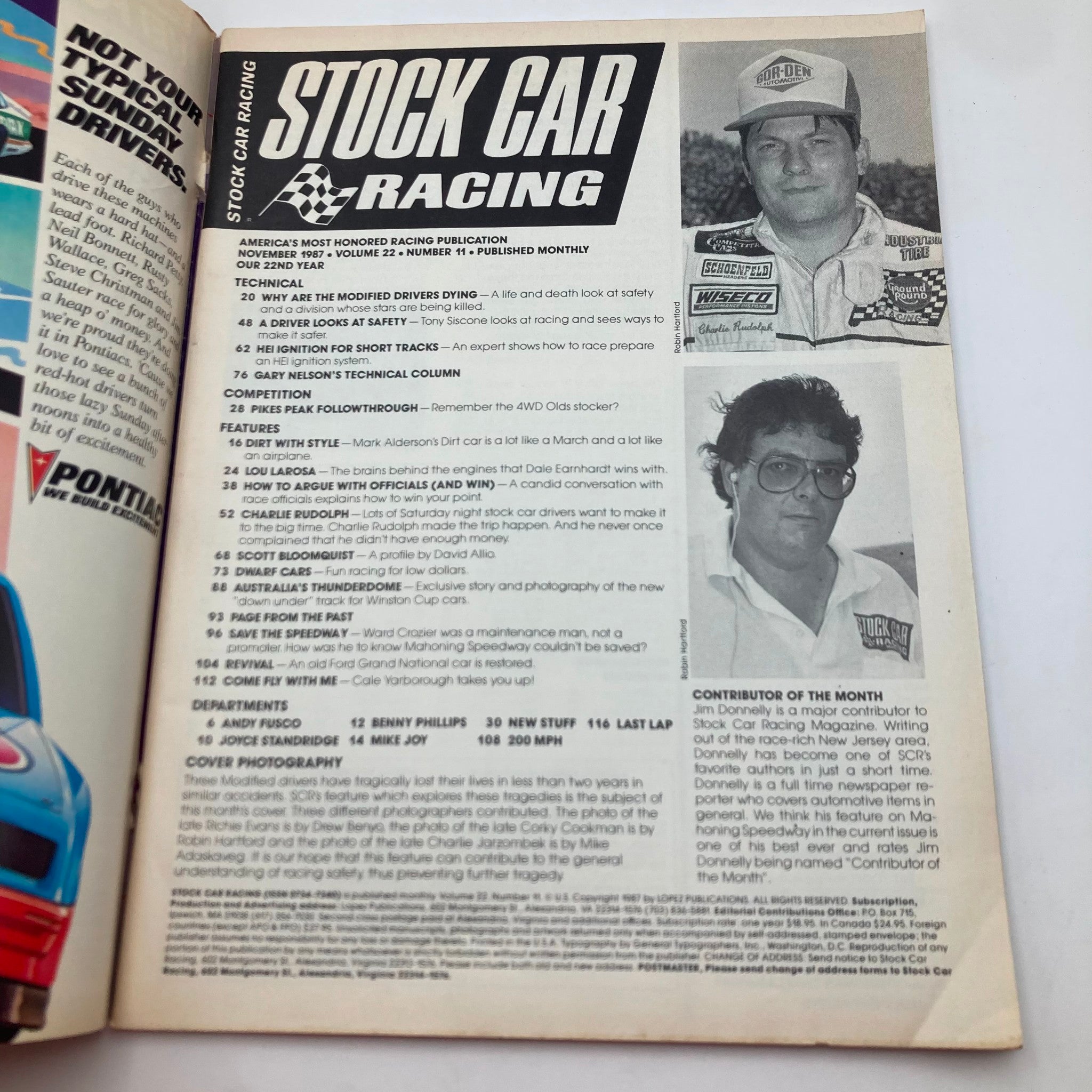 VTG Stock Car Racing Magazine November 1987 The Australian Speedway No Label