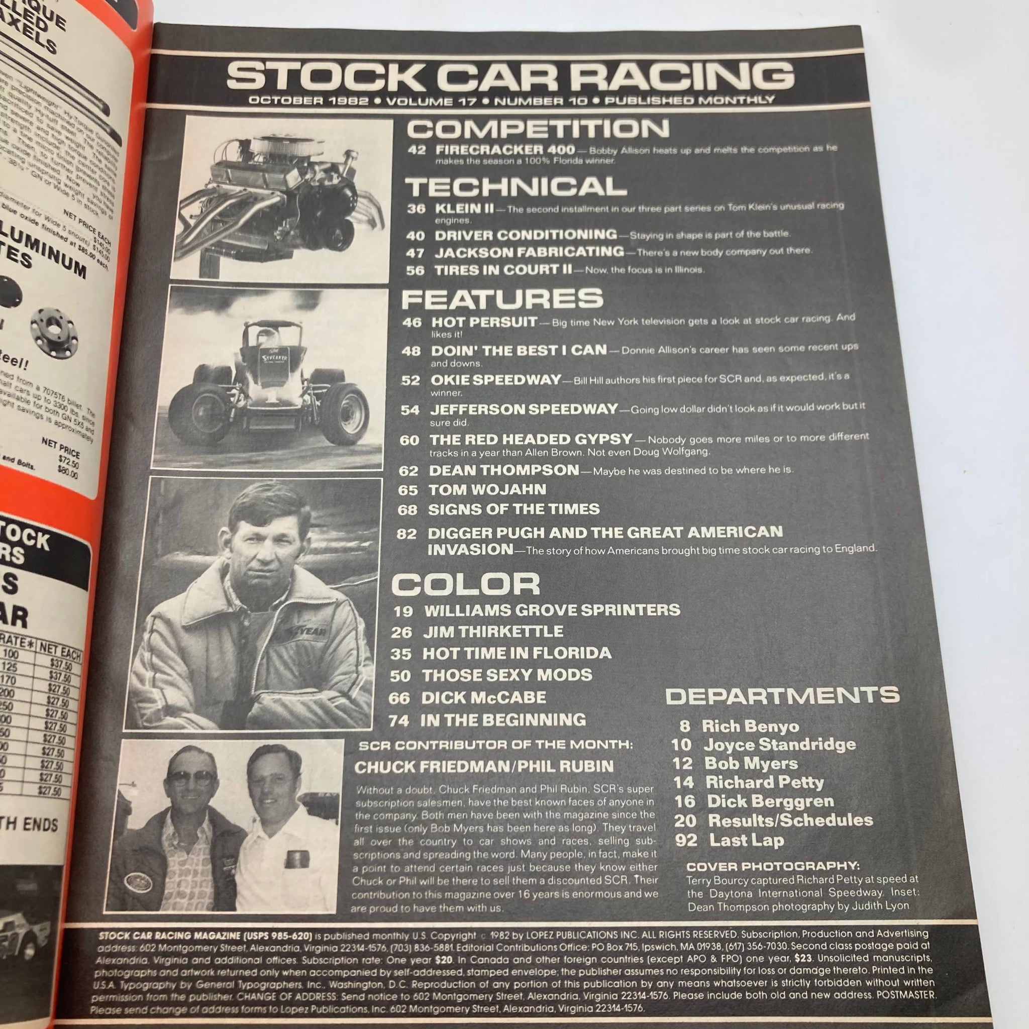 VTG Stock Car Racing Magazine October 1982 Donnie Allison's Comeback No Label