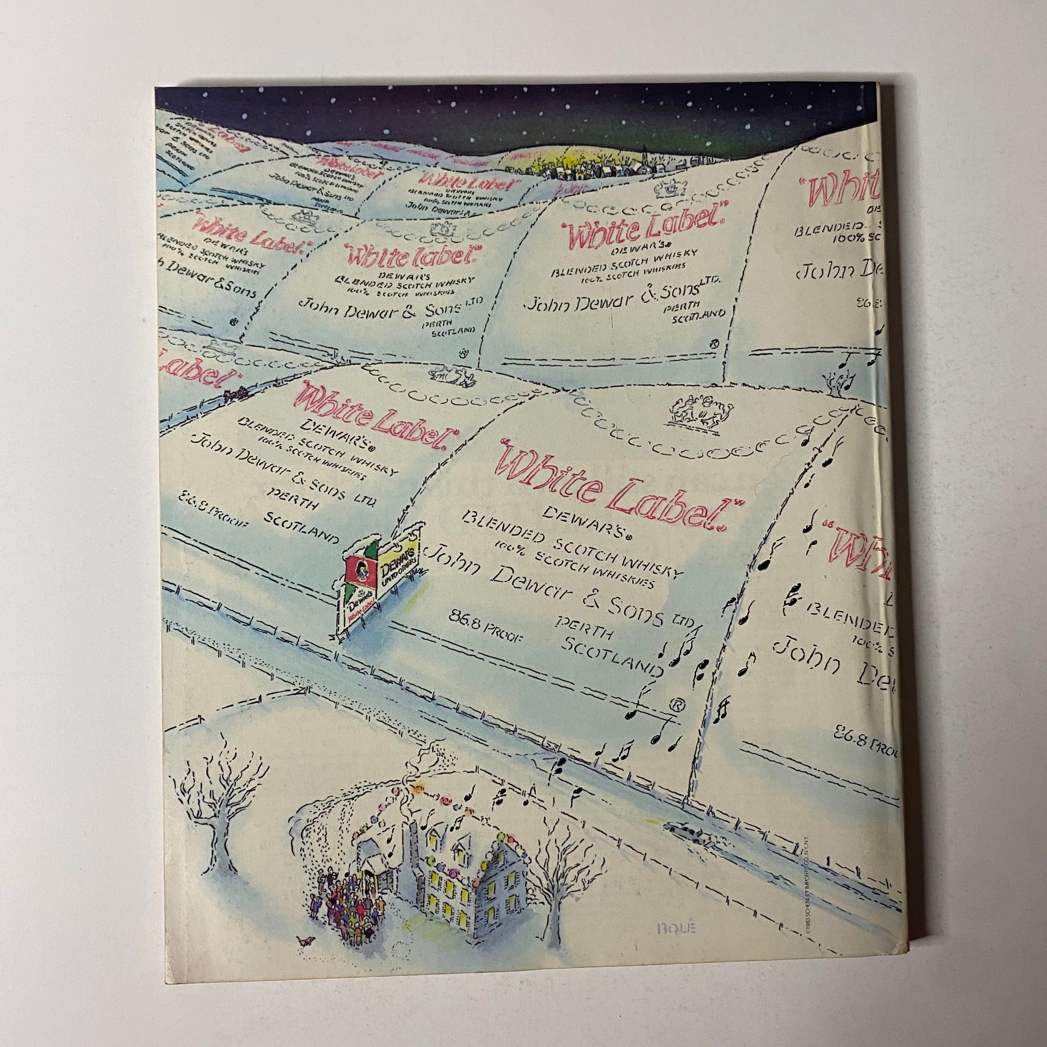 Cover of Fortune Magazine dated December 12, 1983, featuring the title 'Defying High Interest Rates,' illustrated with snowy landscape and ‘White Label’ whiskey packaging.