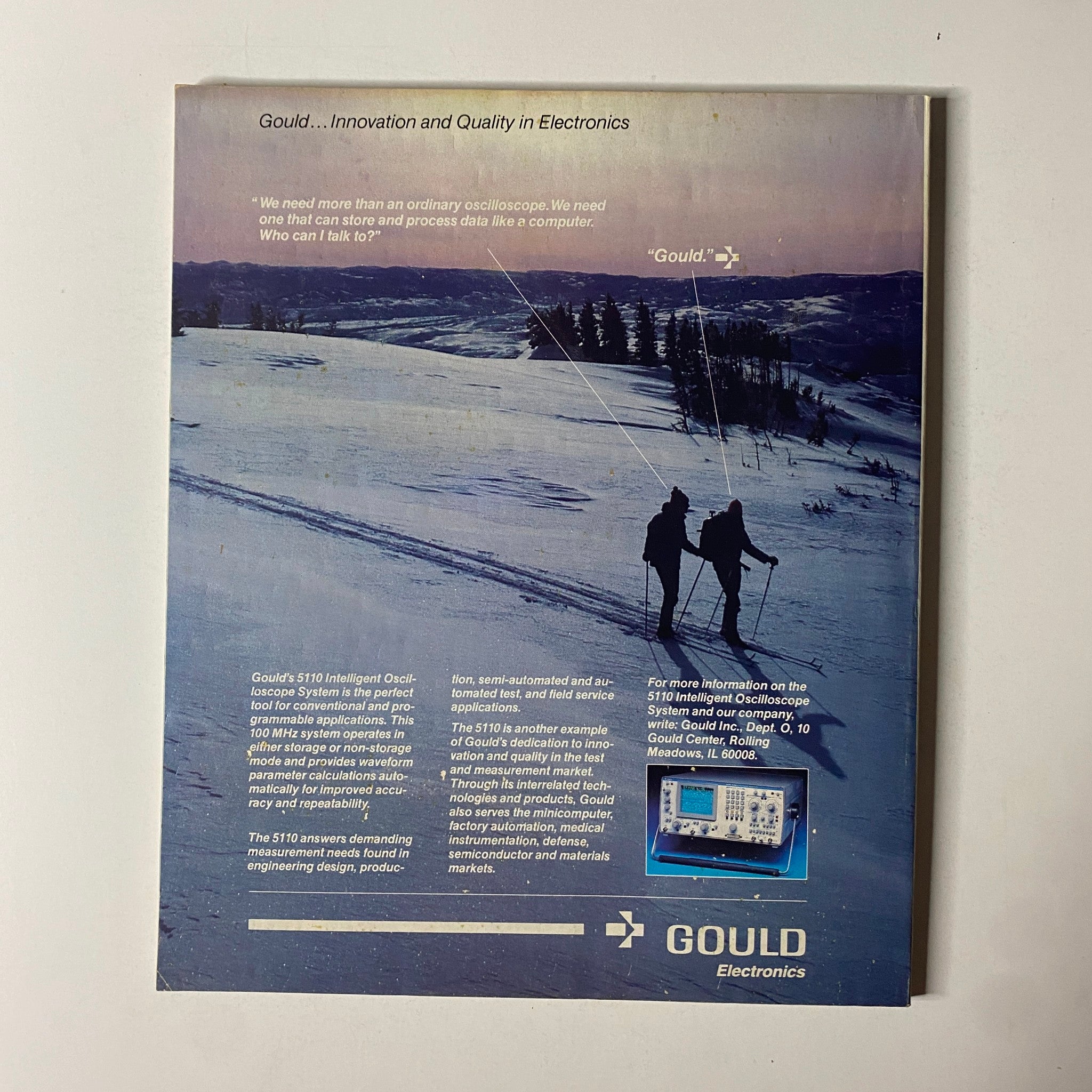 Back cover of Fortune Magazine May 14, 1984, featuring an advertisement for Gould Electronics, promoting innovation in electronic measurement solutions.