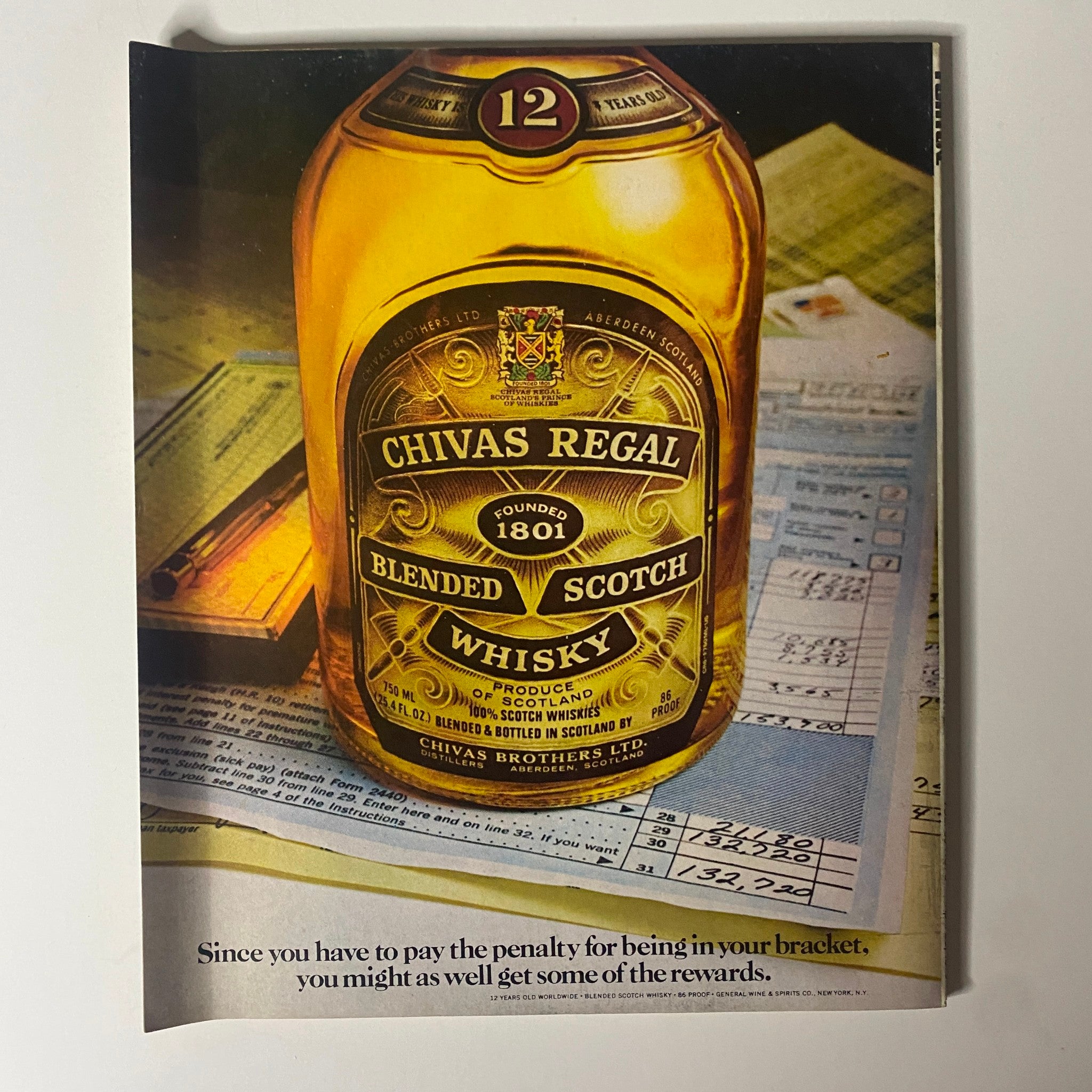 Fortune Magazine April 23, 1979 showcasing an advertisement for Chivas Regal 12 Blended Scotch Whisky, highlighting the brand's heritage and luxury appeal.
