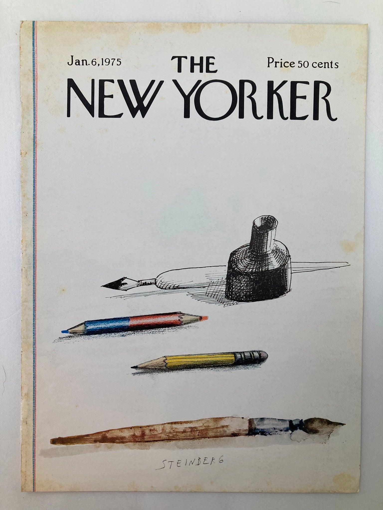 COVER ONLY The New Yorker January 6 1975 Writing Tools by Steinberg No Label