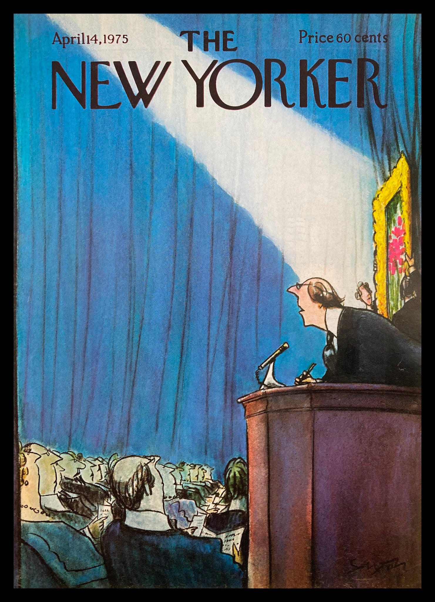 COVER ONLY The New Yorker April 14 1975 Say What by Charles Saxon No Label