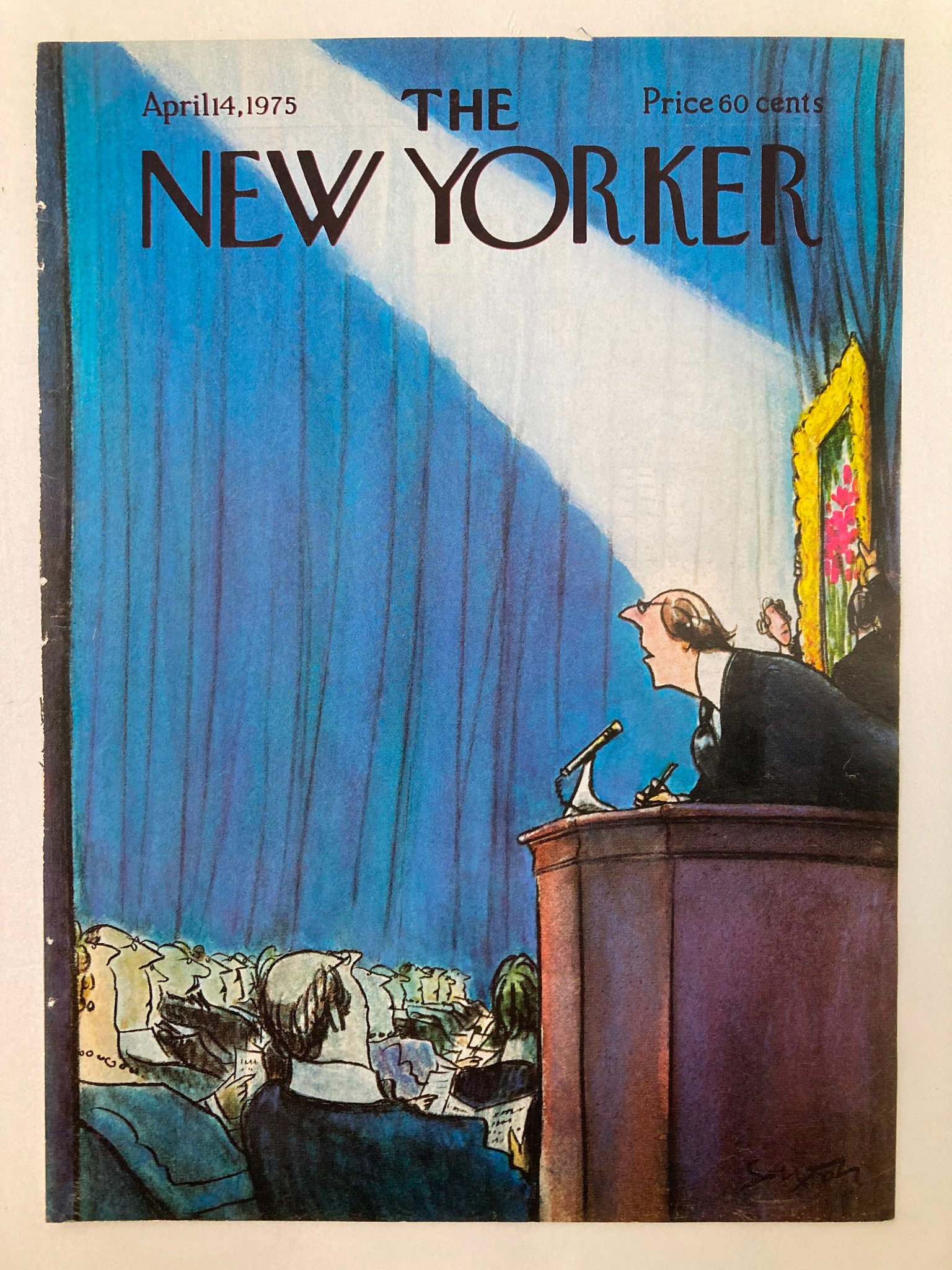 COVER ONLY The New Yorker April 14 1975 Say What by Charles Saxon No Label