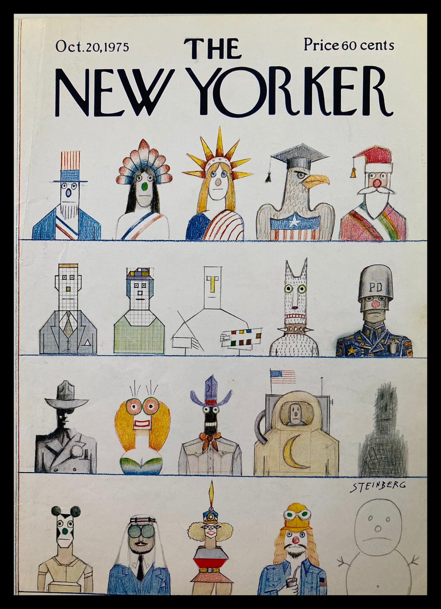 COVER ONLY The New Yorker October 20 1975 United Nation by Steinberg No Label