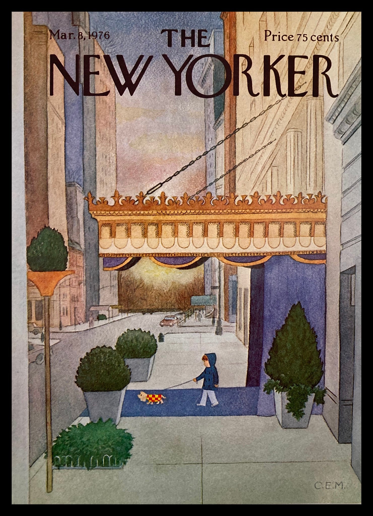 COVER ONLY The New Yorker March 8 1976 Dog Walk by Charles E. Martin No Label