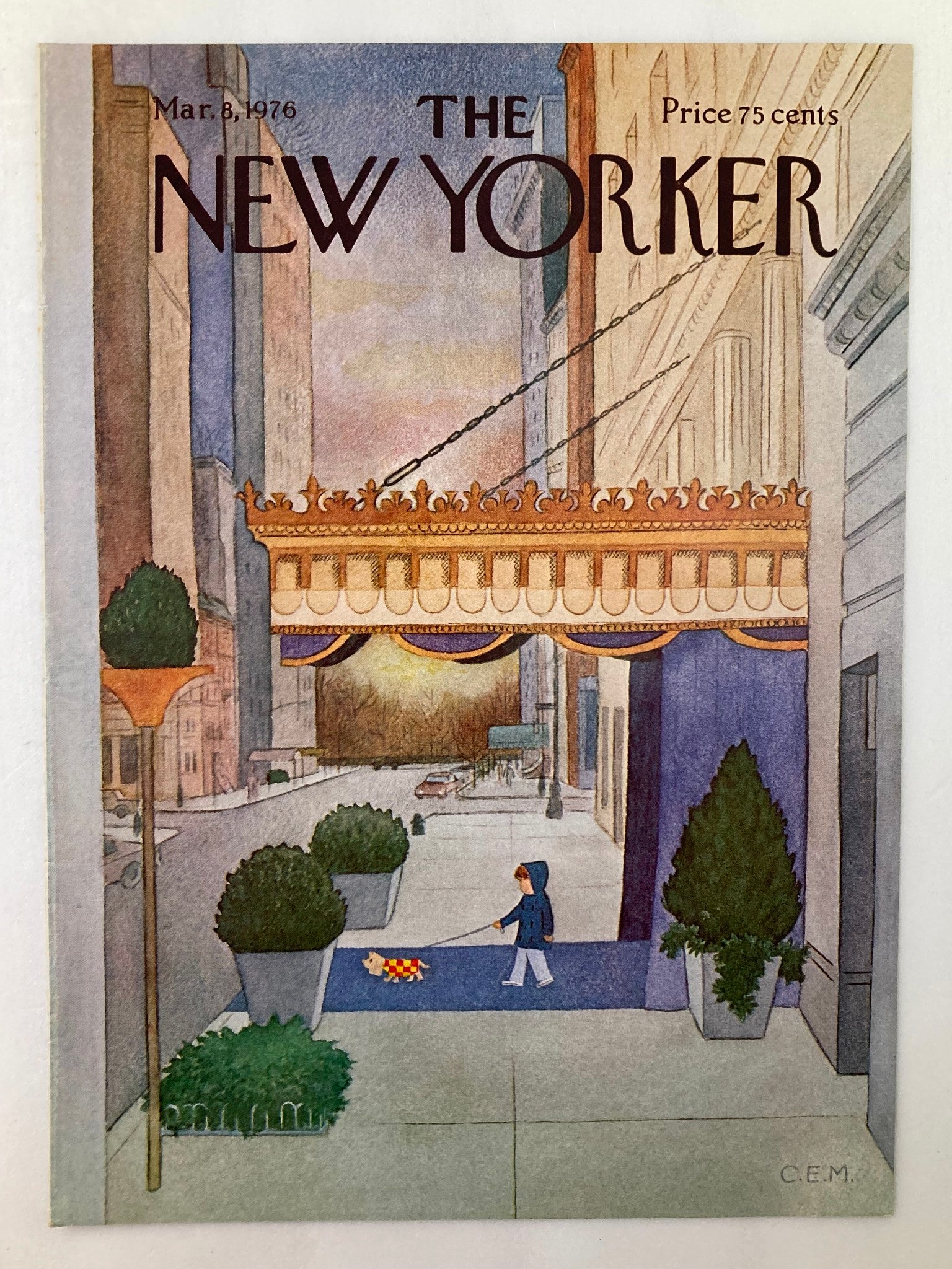 COVER ONLY The New Yorker March 8 1976 Dog Walk by Charles E. Martin No Label