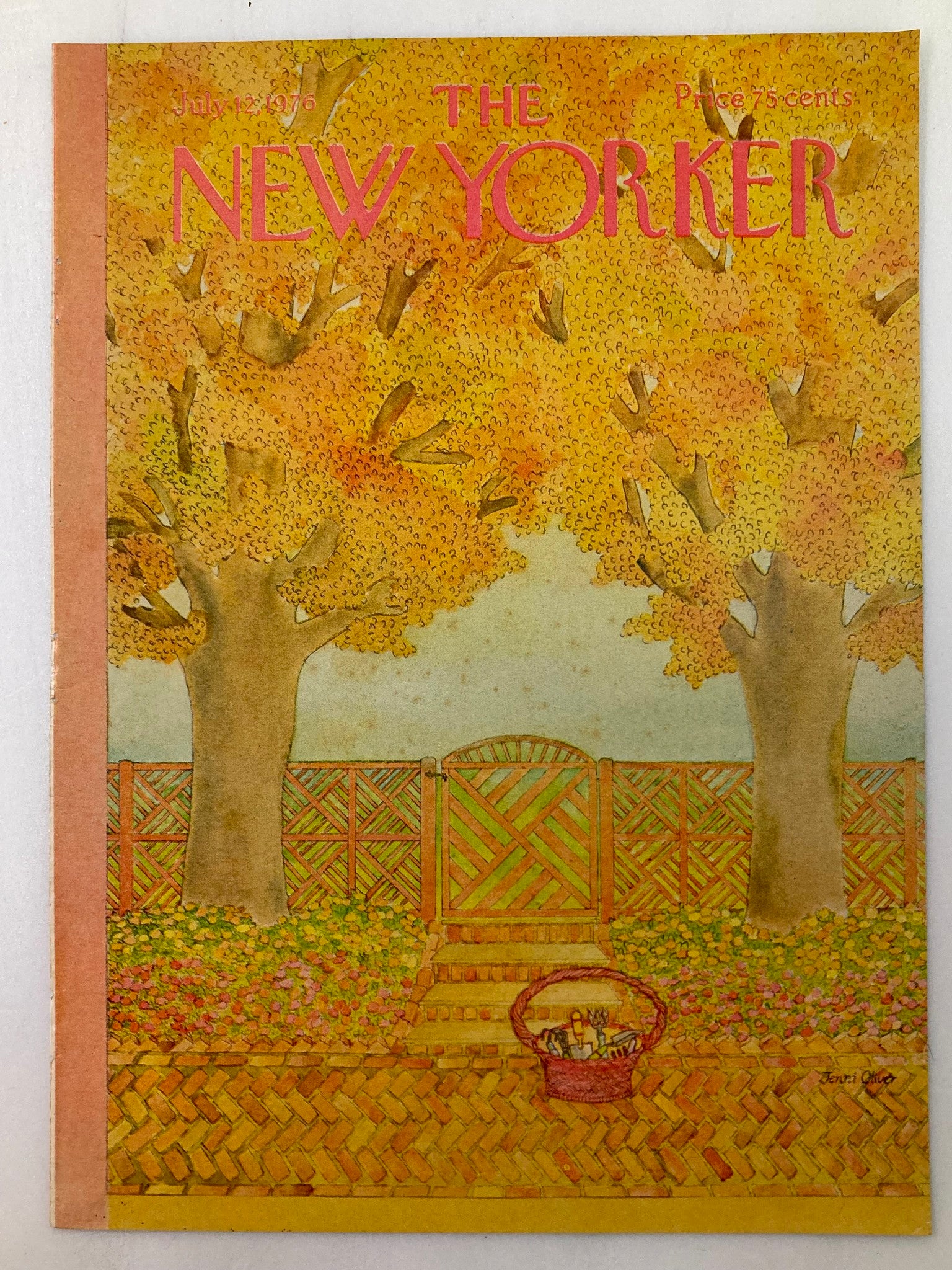 COVER ONLY The New Yorker July 12 1976 Gardening Day by Jenni Oliver No Label