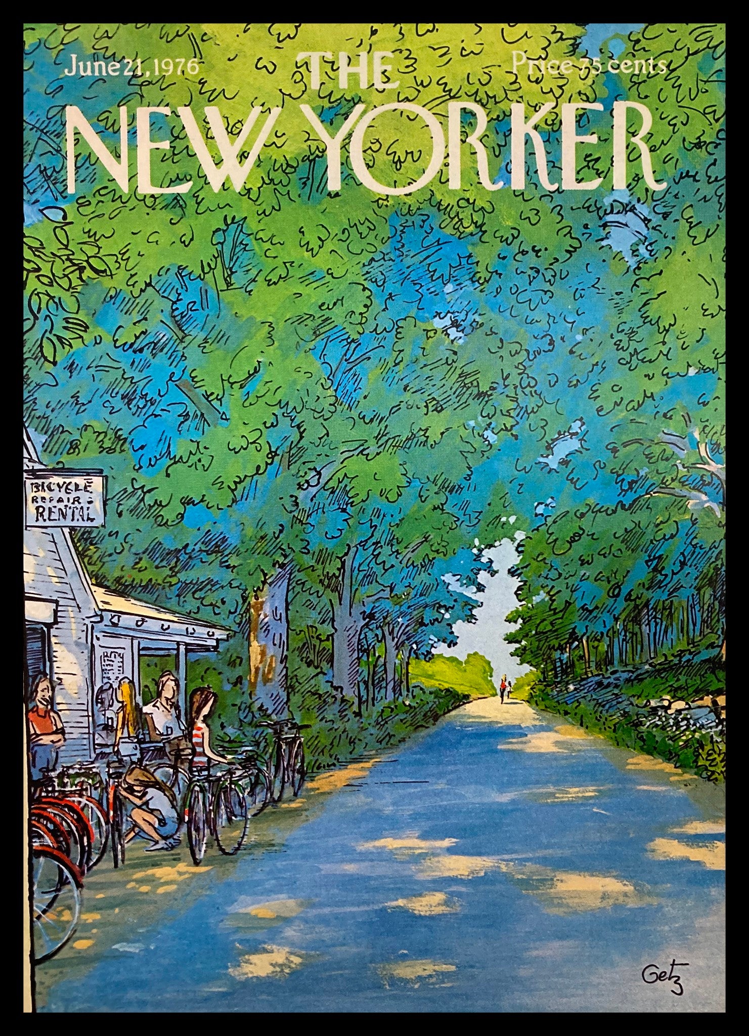 COVER ONLY The New Yorker June 21 1976 Bicycle Rental by Arthur Getz No Label