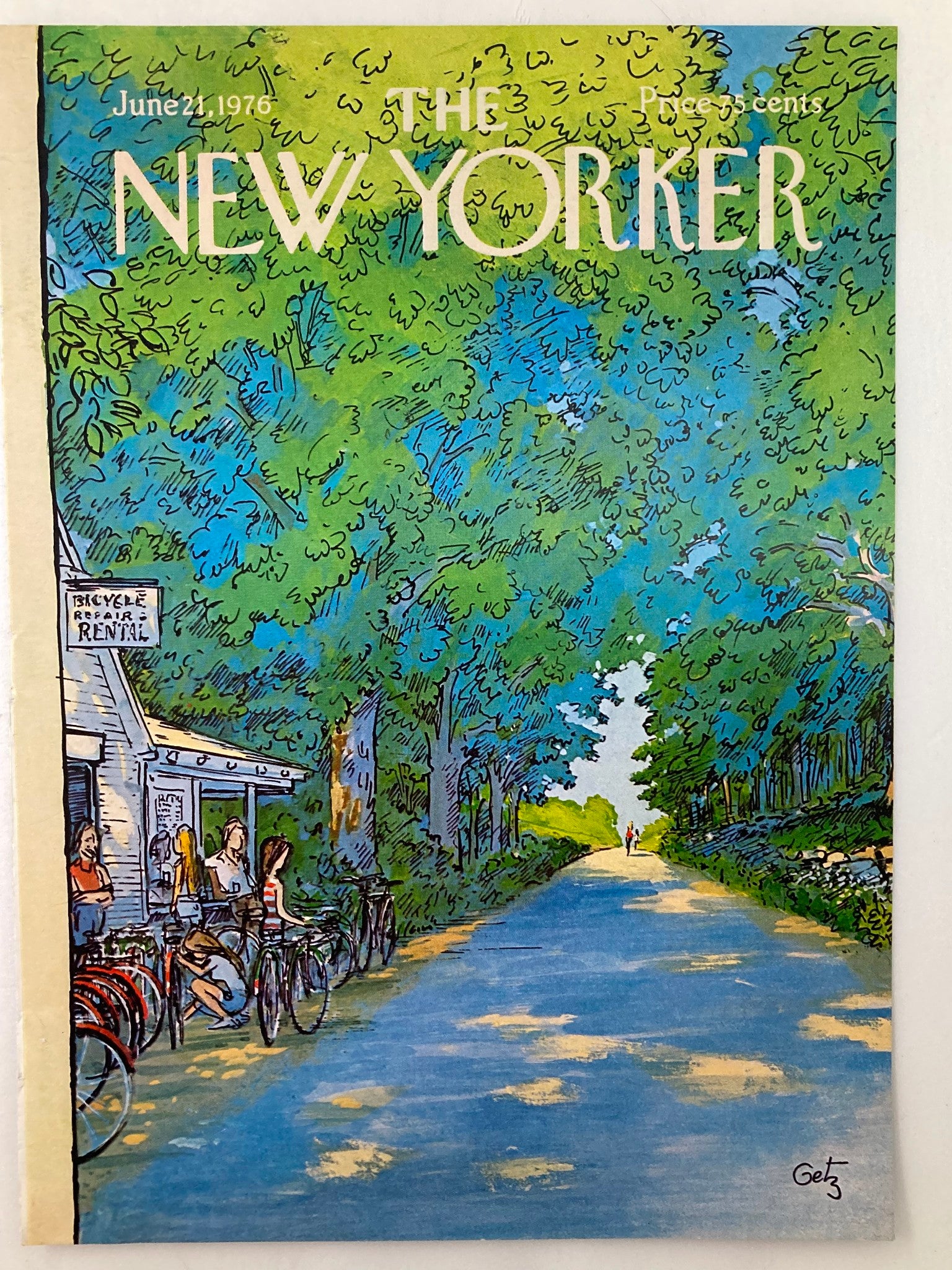 COVER ONLY The New Yorker June 21 1976 Bicycle Rental by Arthur Getz No Label