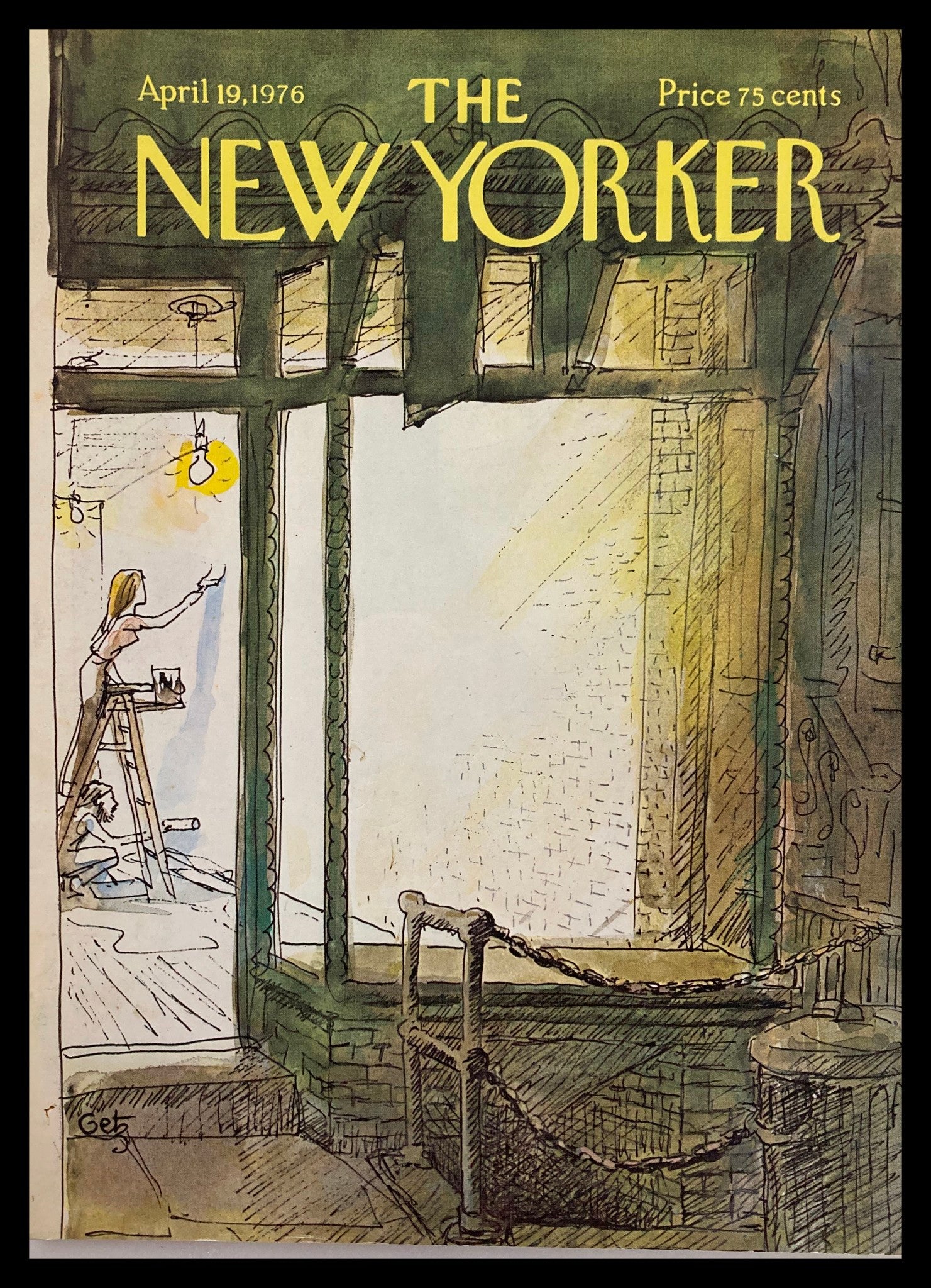 COVER ONLY The New Yorker April 19 1976 Renovation by Arthur Getz No Label