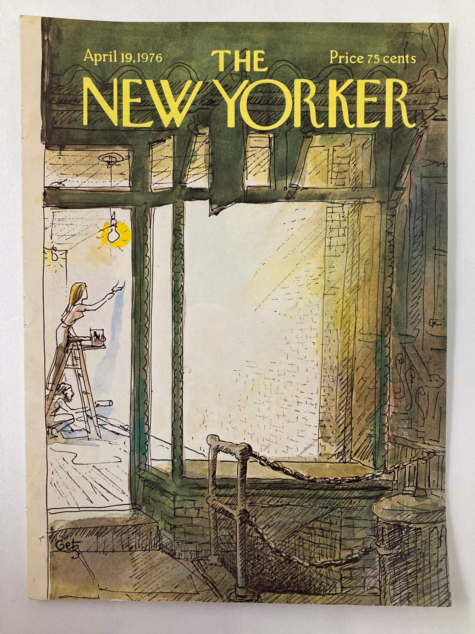 COVER ONLY The New Yorker April 19 1976 Renovation by Arthur Getz No Label